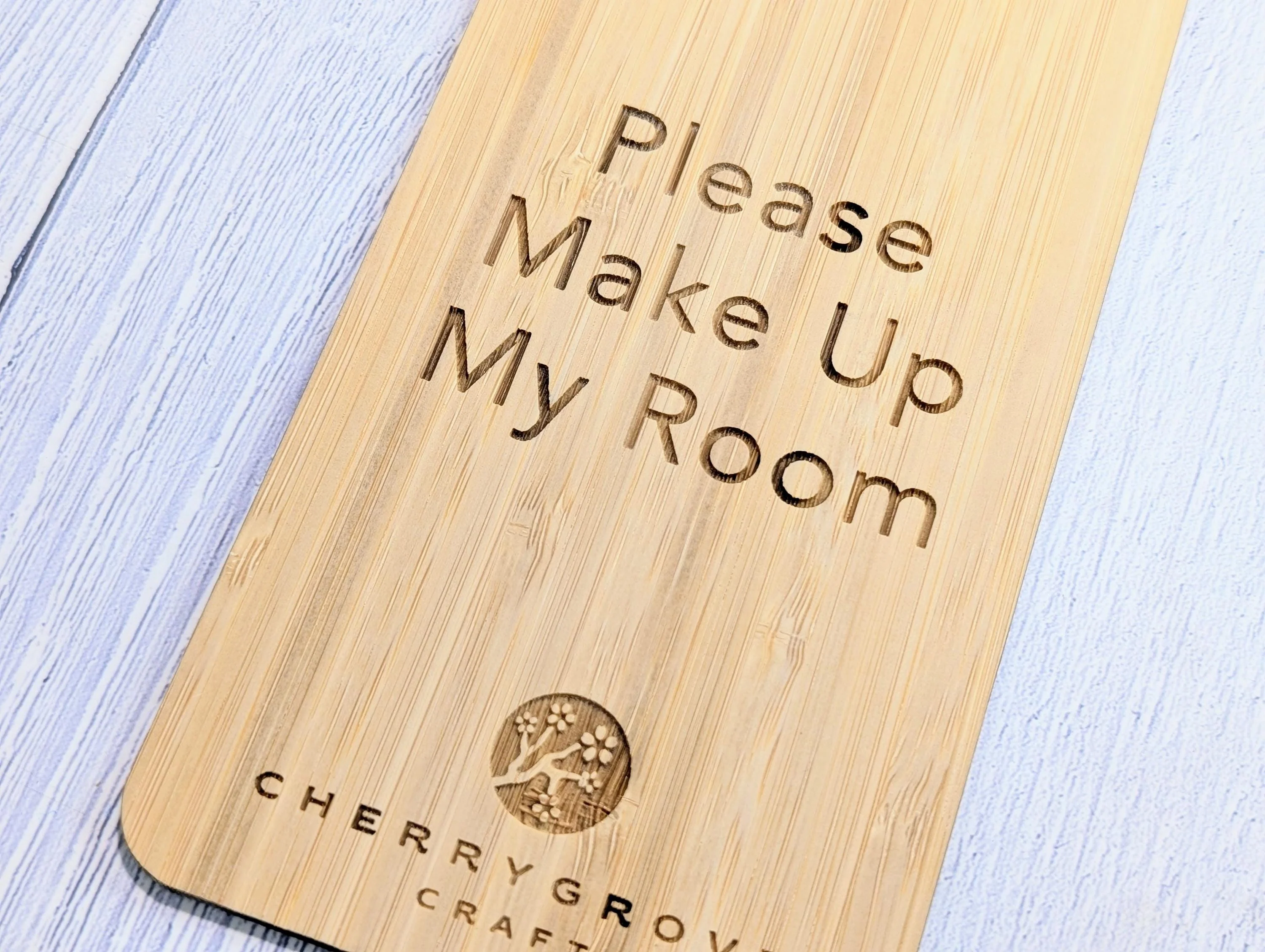 Personalised Bamboo Door Hanger – "Shhh..." and "Please Make Up My Room", Custom Logo Option, Eco-Friendly Hotel & BnB Bedroom Sign - Image 7