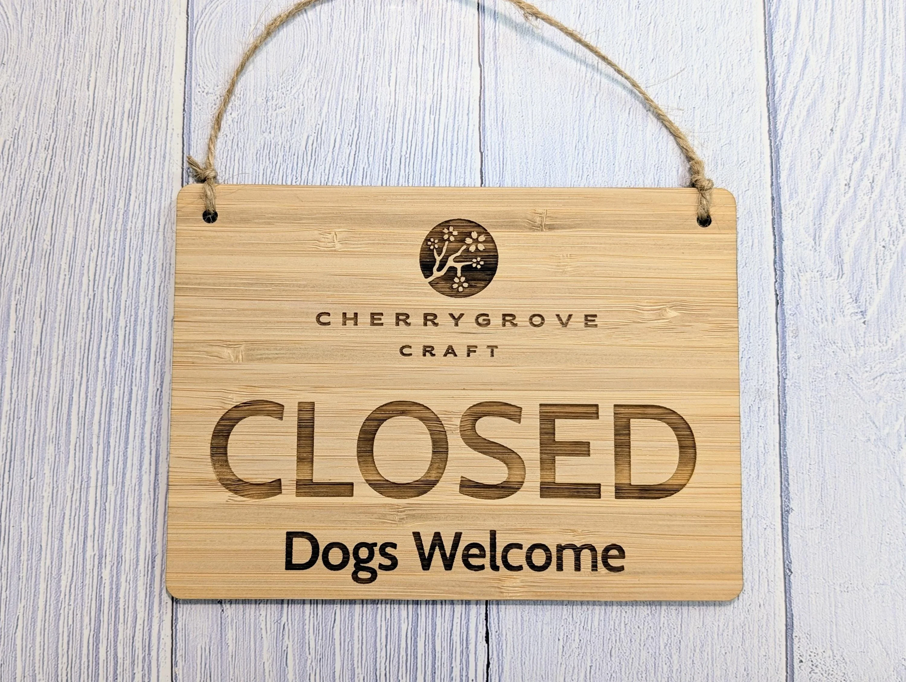 Personalised Bamboo Open and Closed Dog Friendly Sign for Business - Eco 2 Sided Veneered, Wood Signage, Sustainable Shop Door Plaque - Image 10