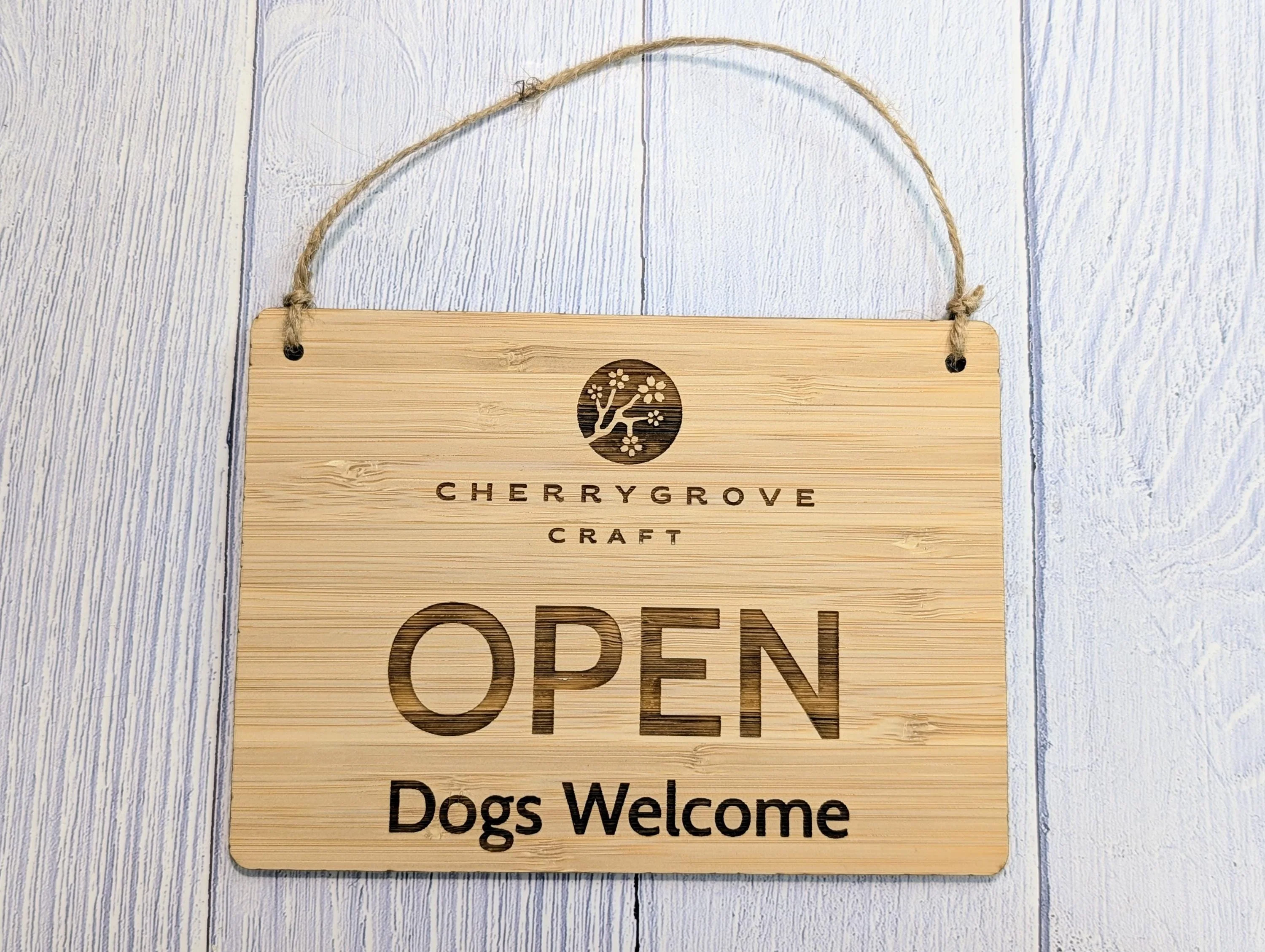 Personalised Bamboo Open and Closed Dog Friendly Sign for Business - Eco 2 Sided Veneered, Wood Signage, Sustainable Shop Door Plaque - Image 5