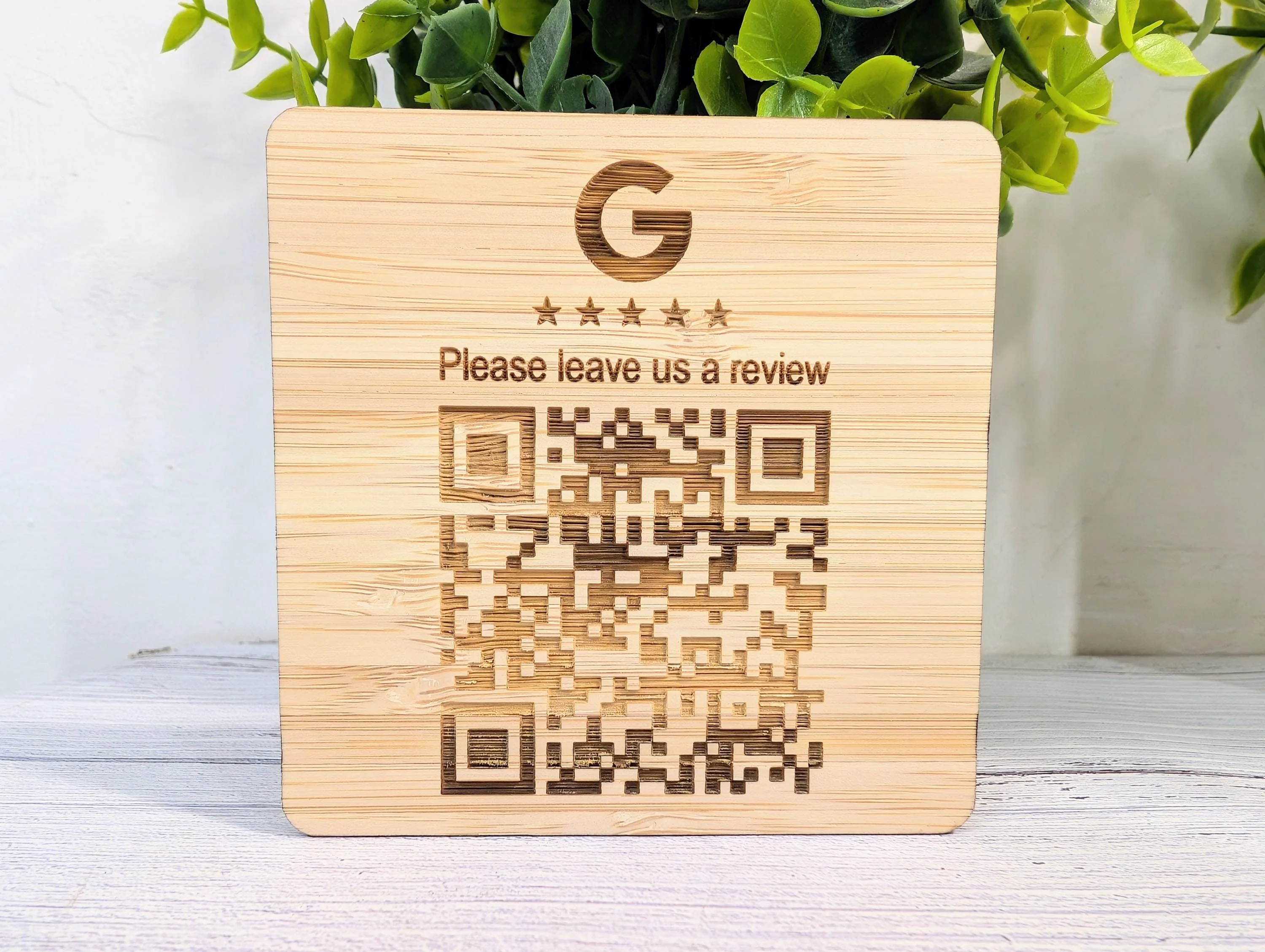 Personalised Bamboo QR Code Coaster | Google Reviews QR Code with Logo | Eco Friendly Shop, Cafe, Restaurant, Pub Promotional Drink Mats - Image 3