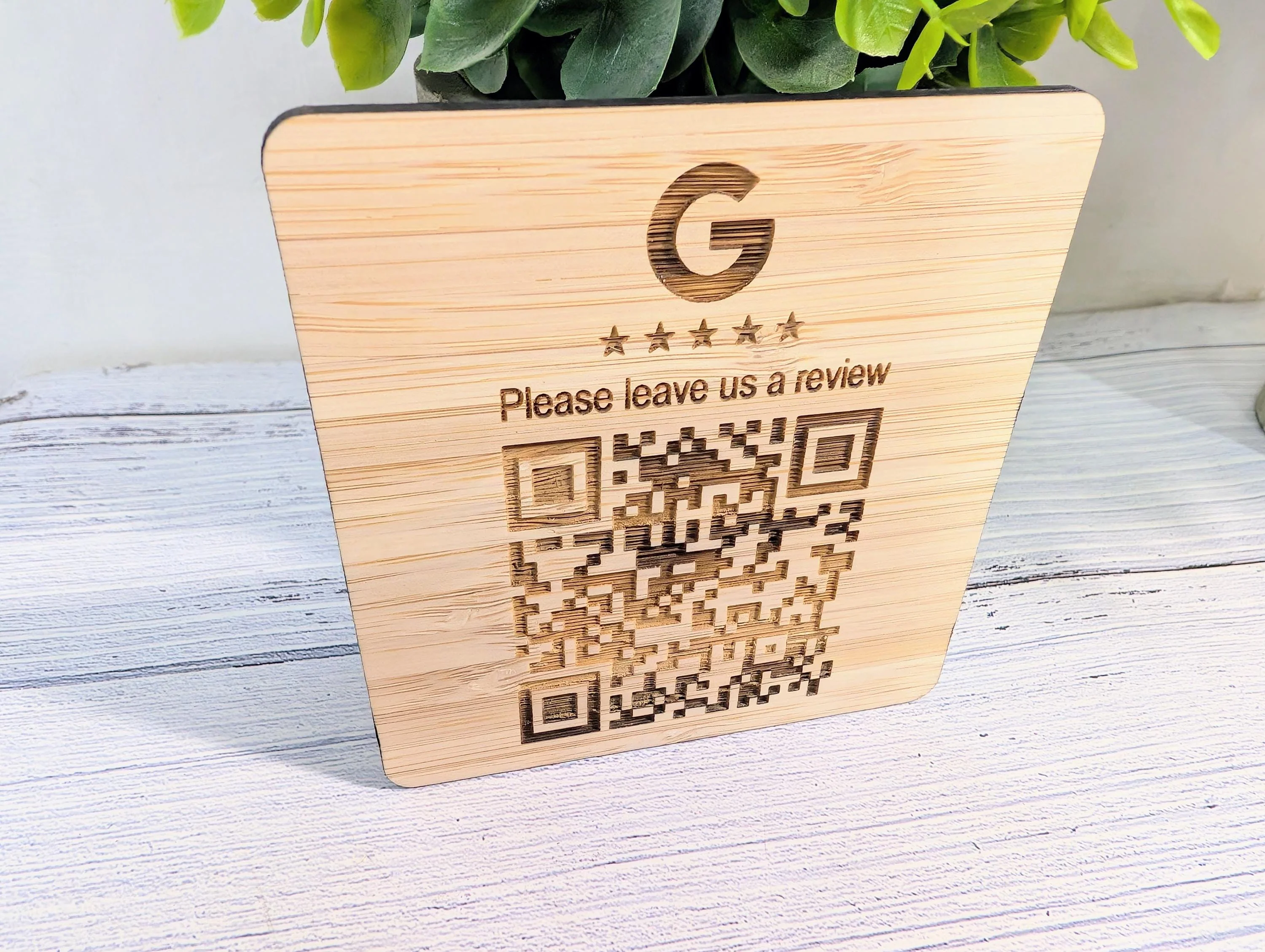 Personalised Bamboo QR Code Coaster | Google Reviews QR Code with Logo | Eco Friendly Shop, Cafe, Restaurant, Pub Promotional Drink Mats - Image 4