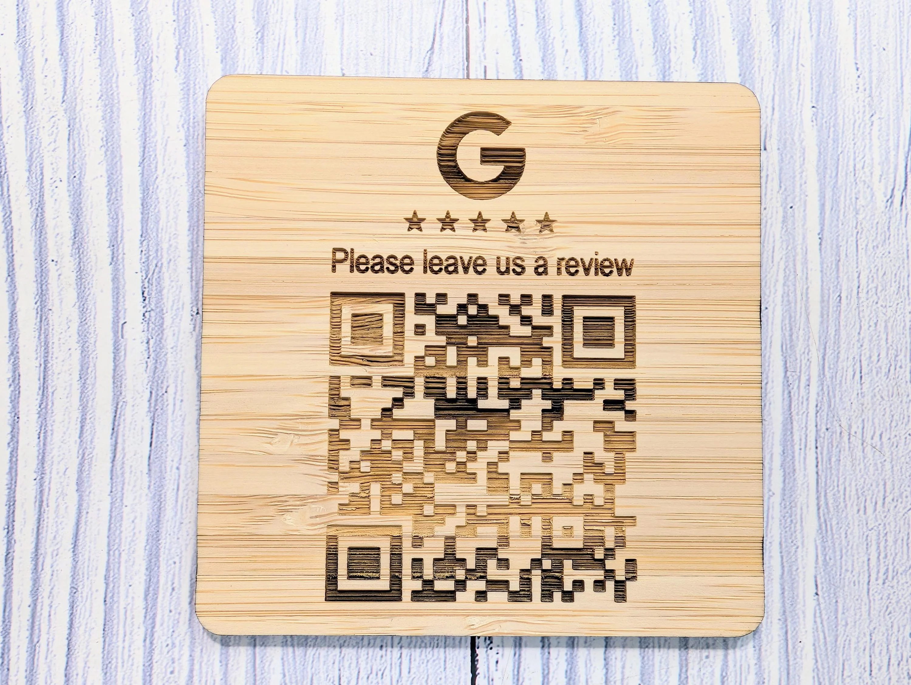 Personalised Bamboo QR Code Coaster | Google Reviews QR Code with Logo | Eco Friendly Shop, Cafe, Restaurant, Pub Promotional Drink Mats - Image 5