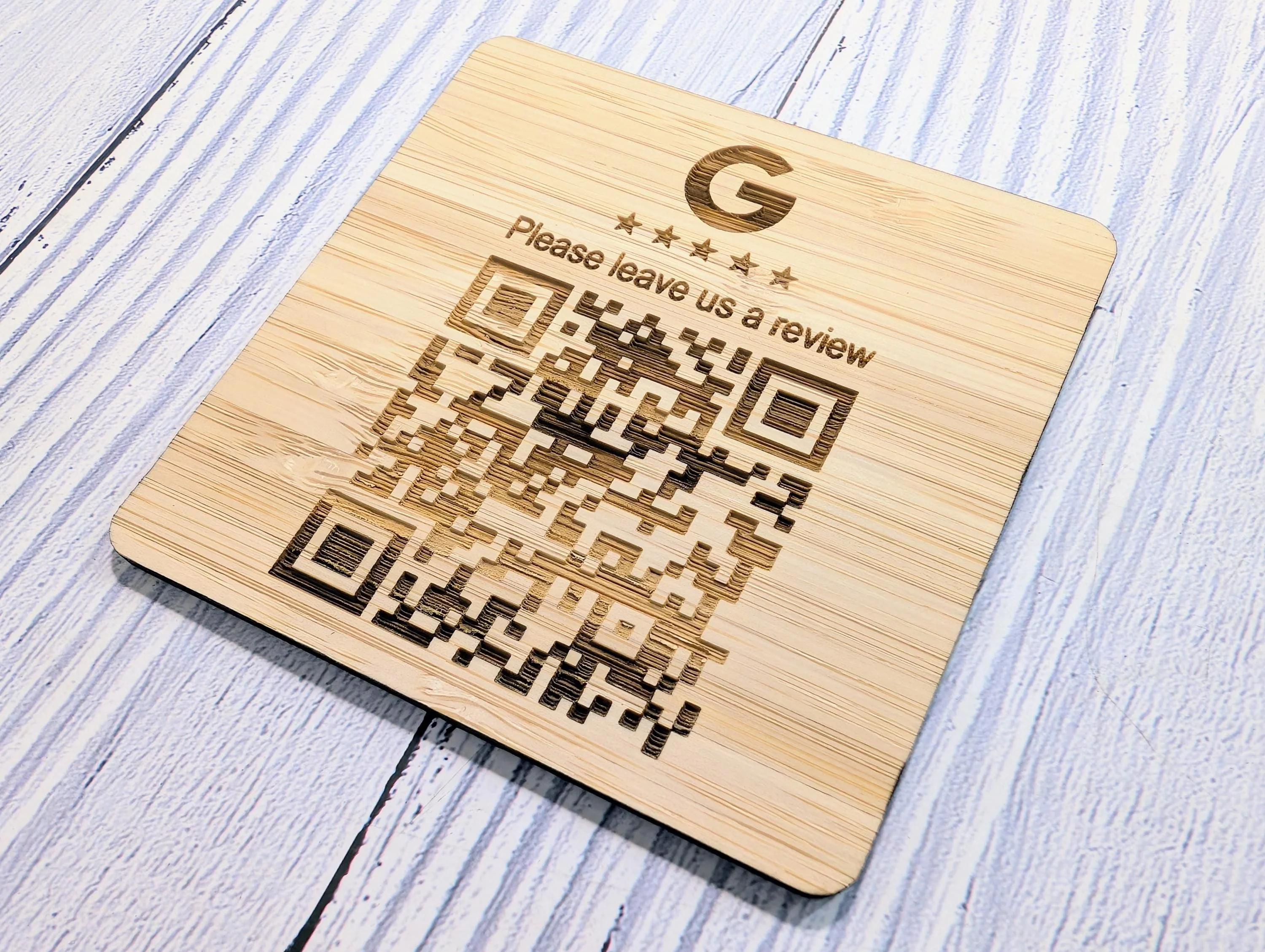 Personalised Bamboo QR Code Coaster | Google Reviews QR Code with Logo | Eco Friendly Shop, Cafe, Restaurant, Pub Promotional Drink Mats - Image 6