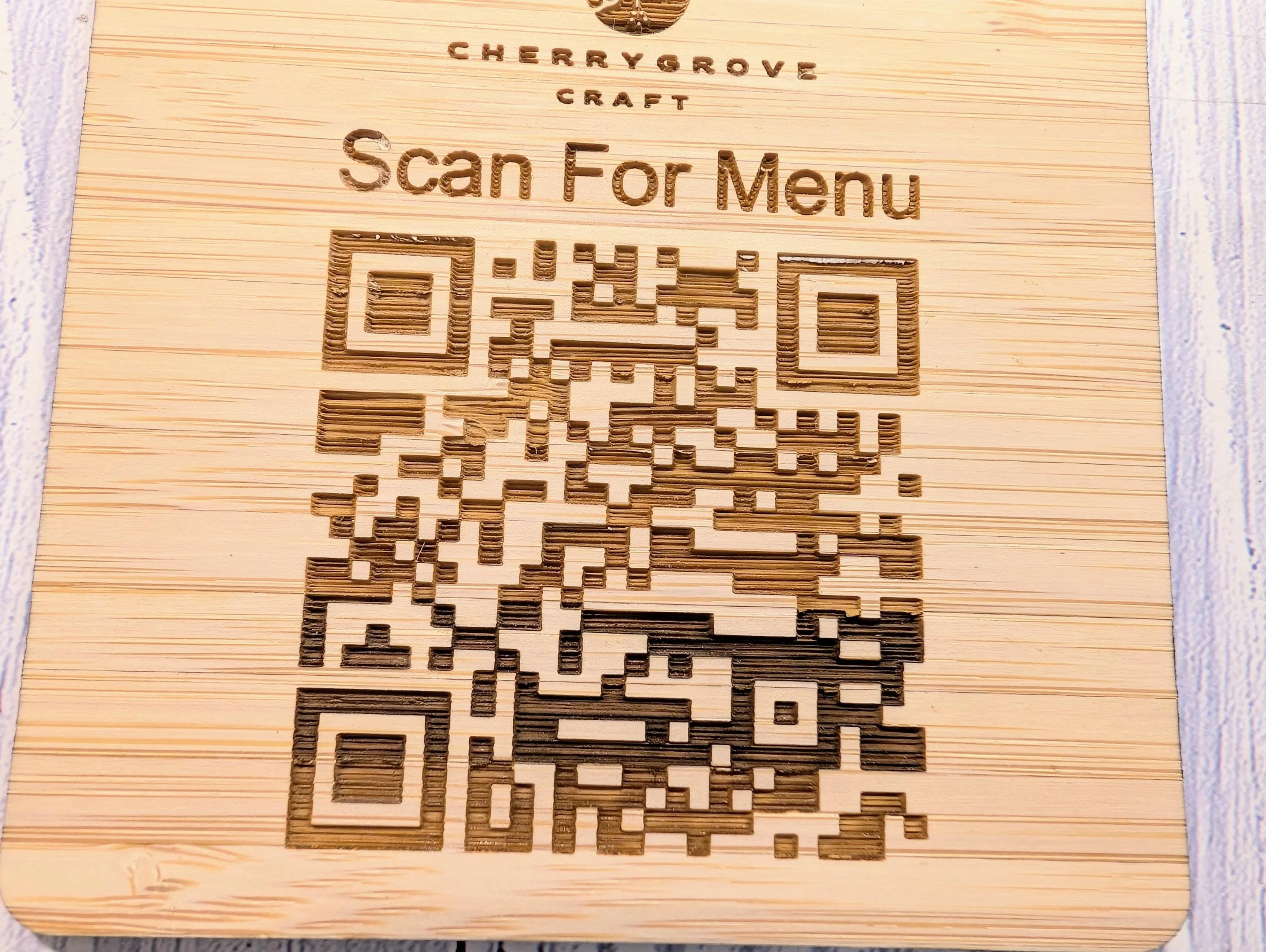 Personalised Bamboo QR Code Coaster | Scan For Menu QR Code with Logo | Eco Friendly Cafe, Restaurant, Pub Promo | Custom Social Media - Image 7