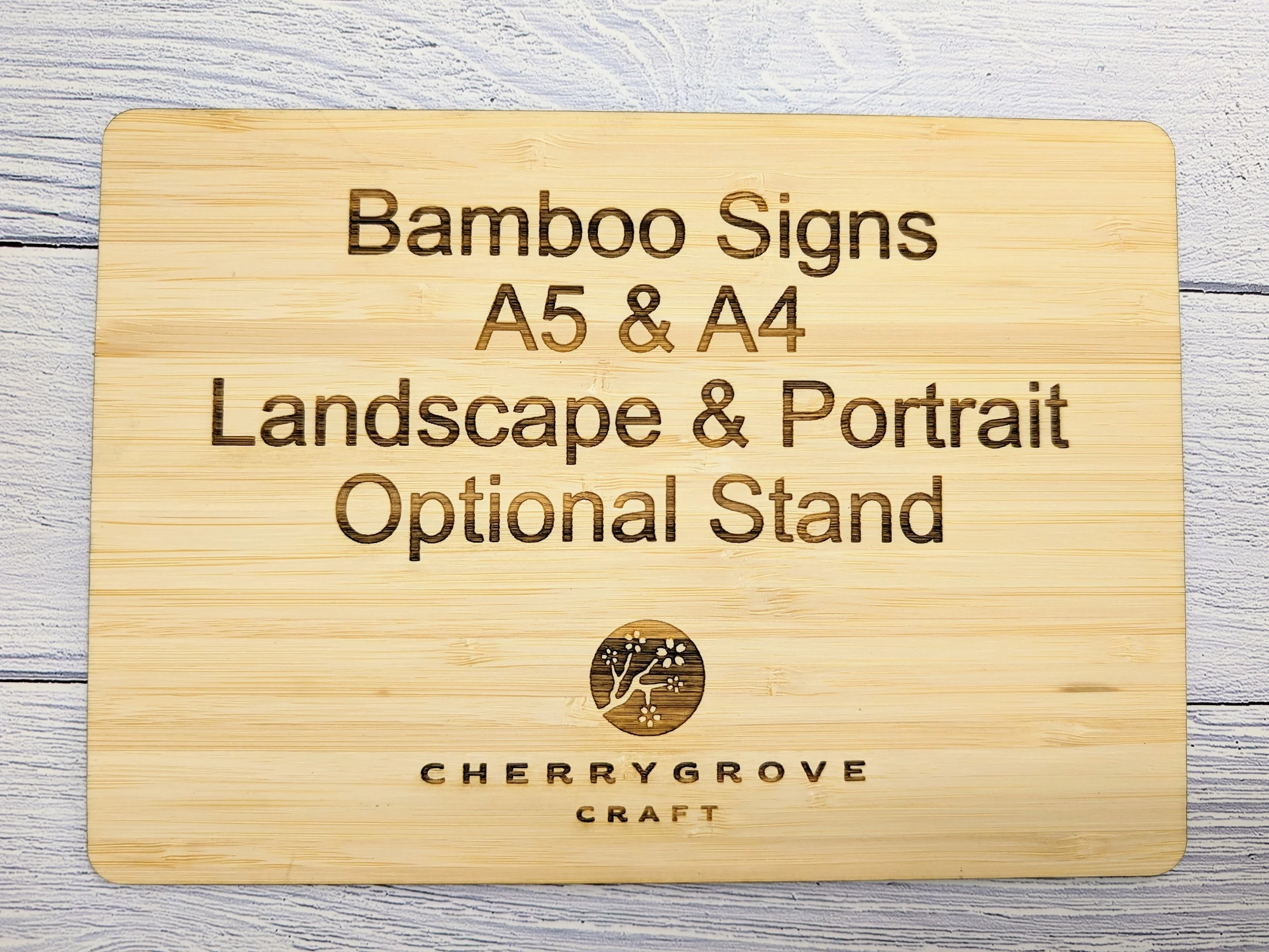 Personalised Bamboo Sign with Optional Stand | Freestanding Sign with Stand | Bamboo Table Sign | Eco Signs | Eco-Friendly Business Signage - Image 3