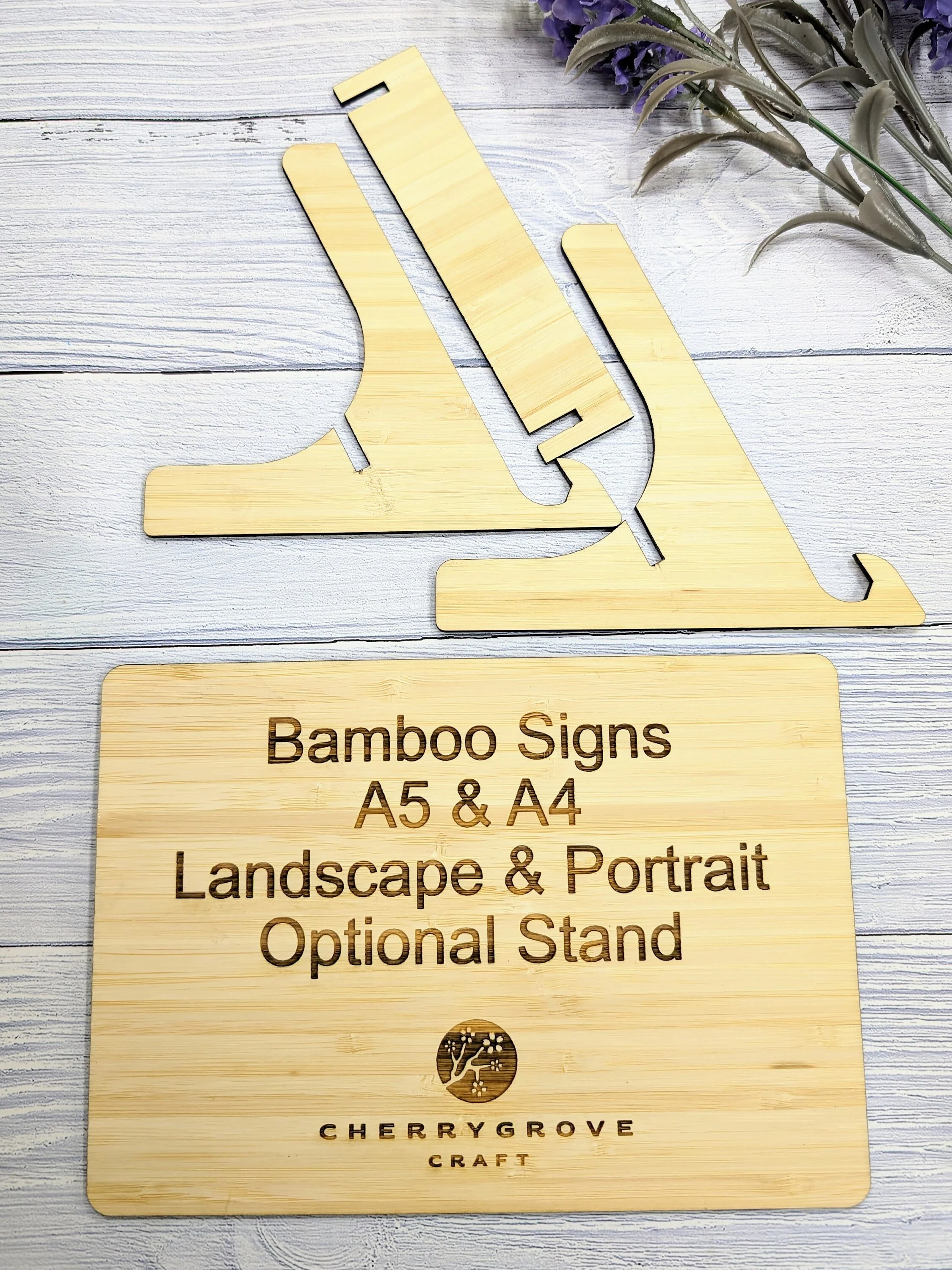 Personalised Bamboo Sign with Optional Stand | Freestanding Sign with Stand | Bamboo Table Sign | Eco Signs | Eco-Friendly Business Signage - Image 6