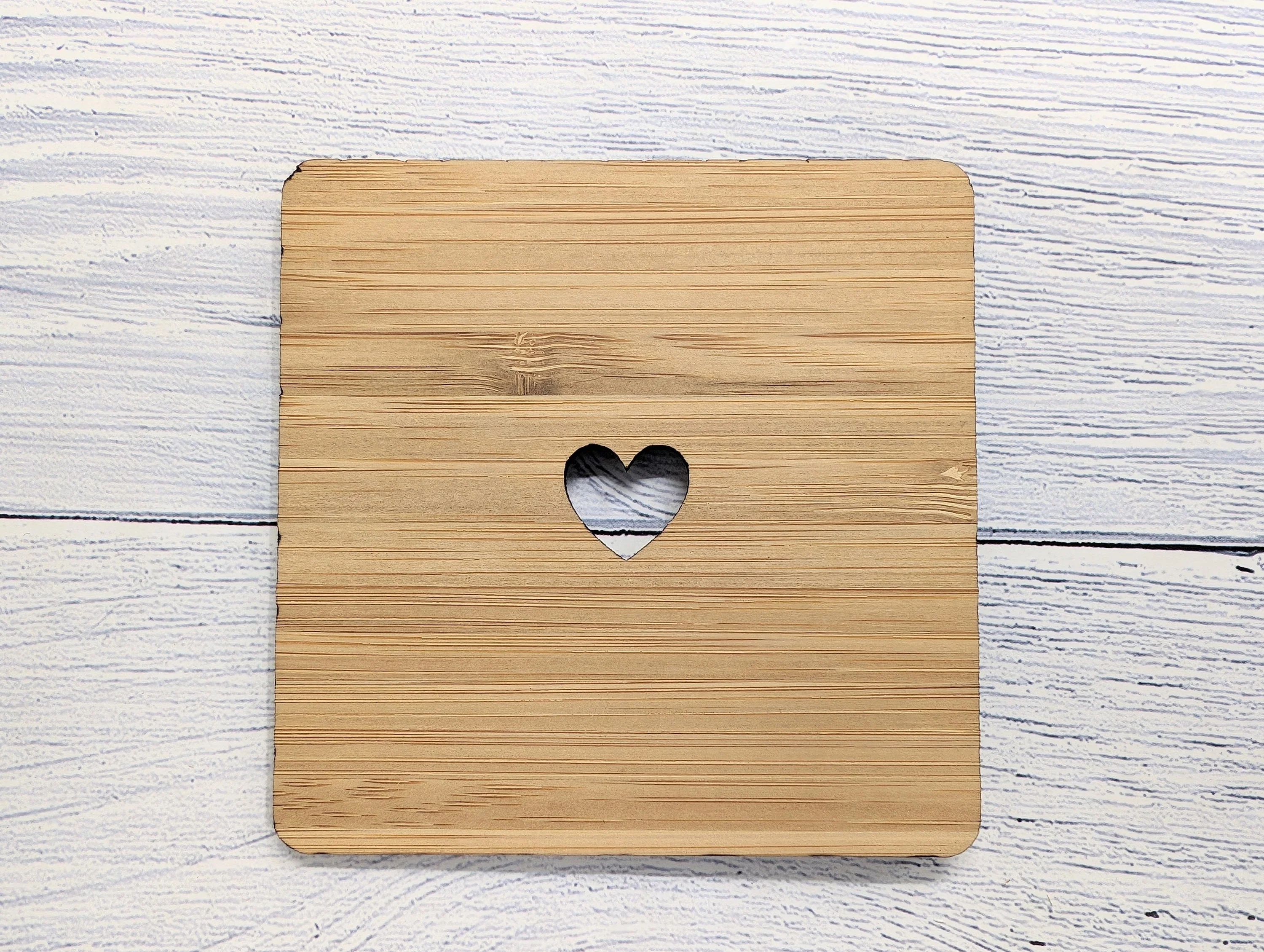 Personalised Bamboo Wedding Coasters - Customizable with Names, Date & Heart Design, 90mm x 90mm, Unique Wedding Favors - Image 7