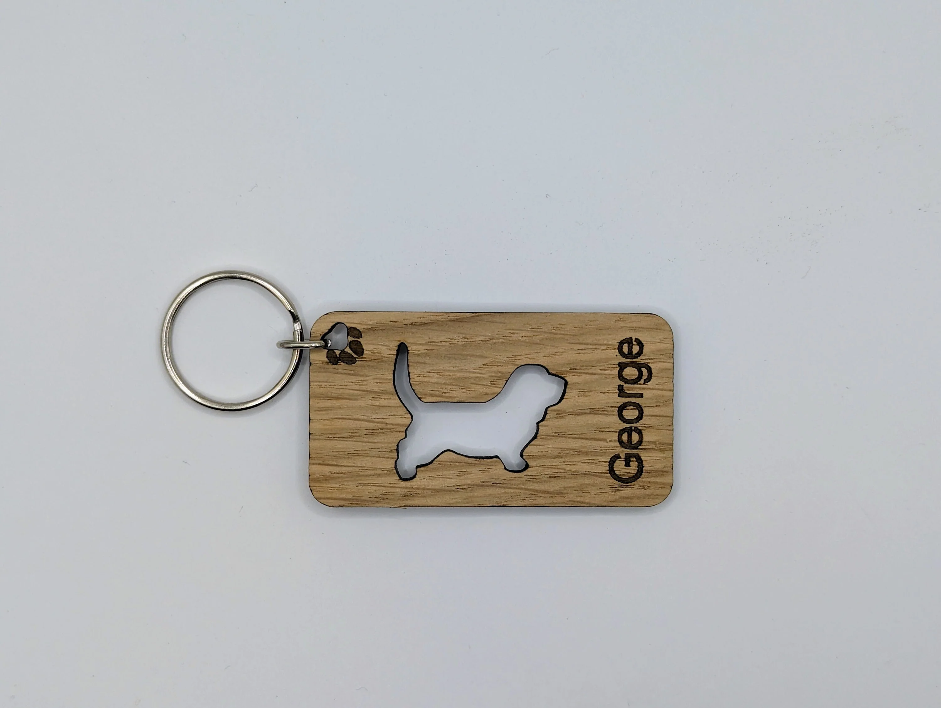 Personalised Basset Hound Wooden Keyring | Oak Dog Keychain | Gift For Basset Hound Parent | Doggy Key Tag Gift - Image 5