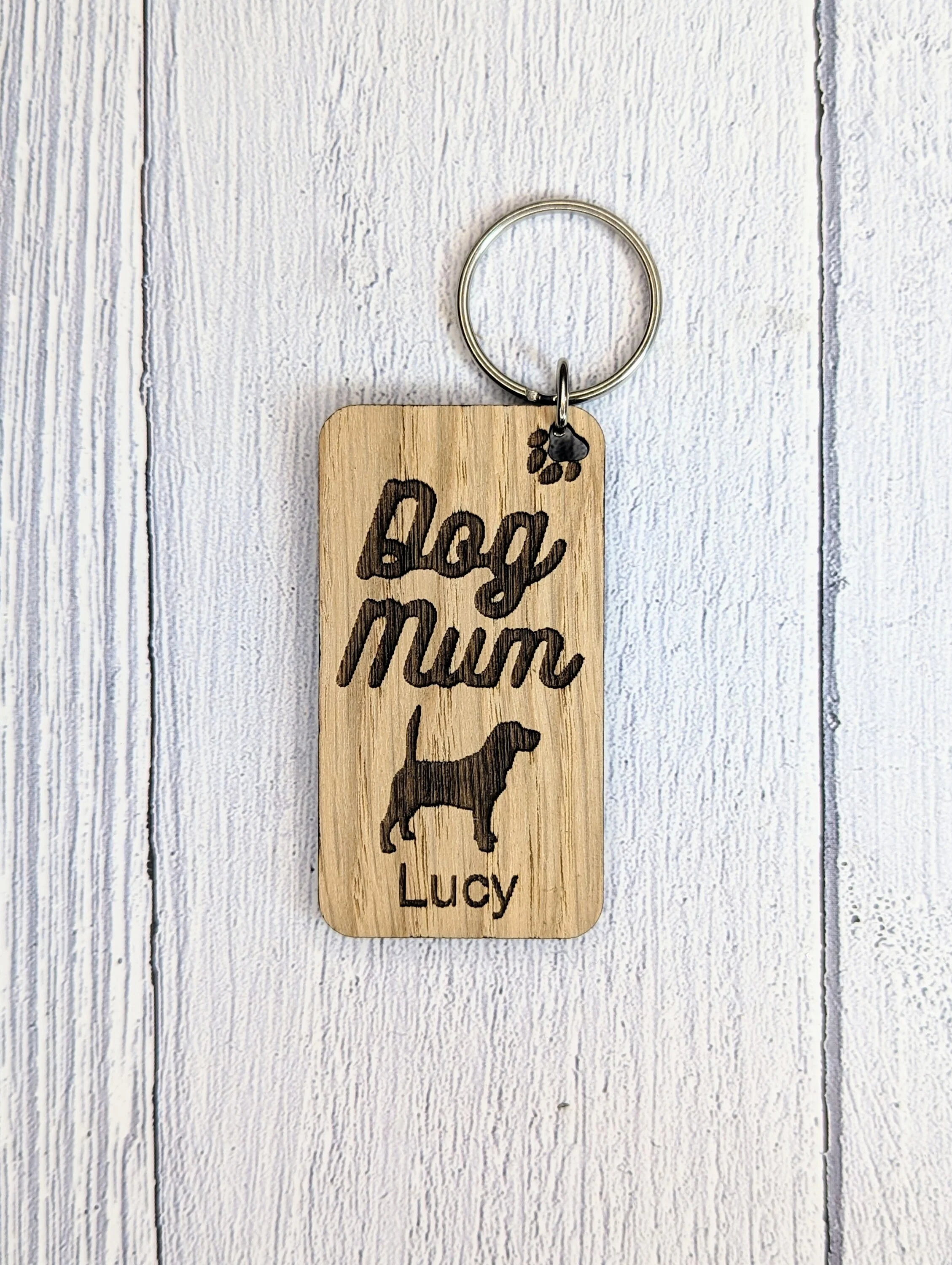 Personalised Beagle Dog Mum Wooden Keyring | Oak Dog Keychain | Gift For Beagle Parent | Doggy Key Tag Gift - Image 5
