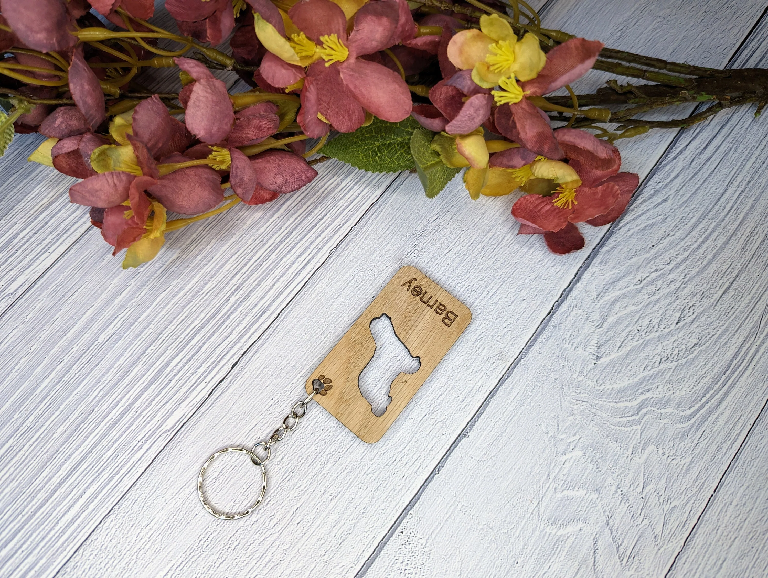 Personalised Bearded Collie Wooden Keyring | Oak Dog Keychain | Gift For Bearded Collie Parent | Doggy Key Tag Gift - Image 4