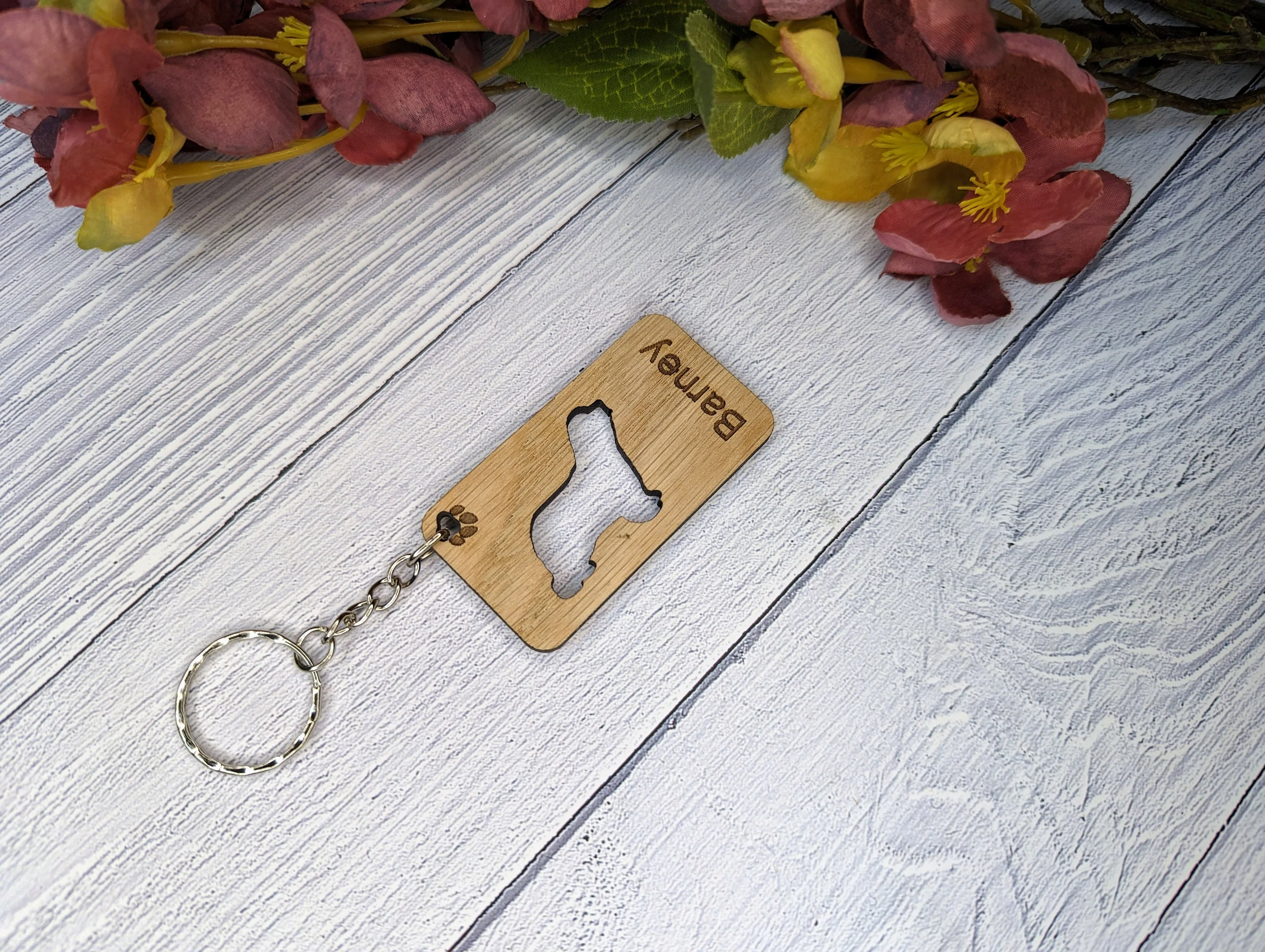 Personalised Bearded Collie Wooden Keyring | Oak Dog Keychain | Gift For Bearded Collie Parent | Doggy Key Tag Gift - Image 7