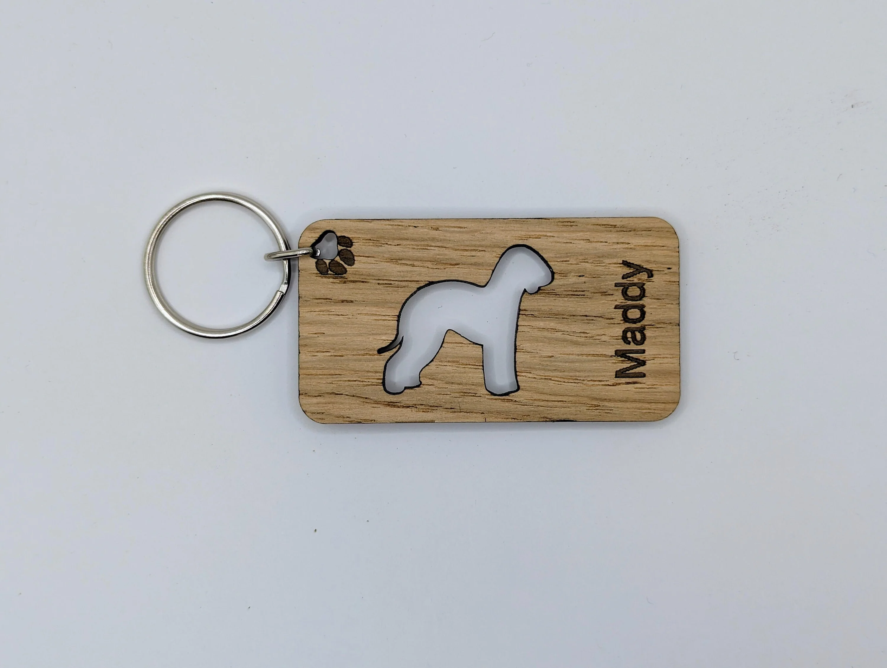 Personalised Bedlington Terrier Wooden Keyring | Oak Dog Keychain | Gift For Bedlington Parent | Doggy Key Tag Gift - Image 5