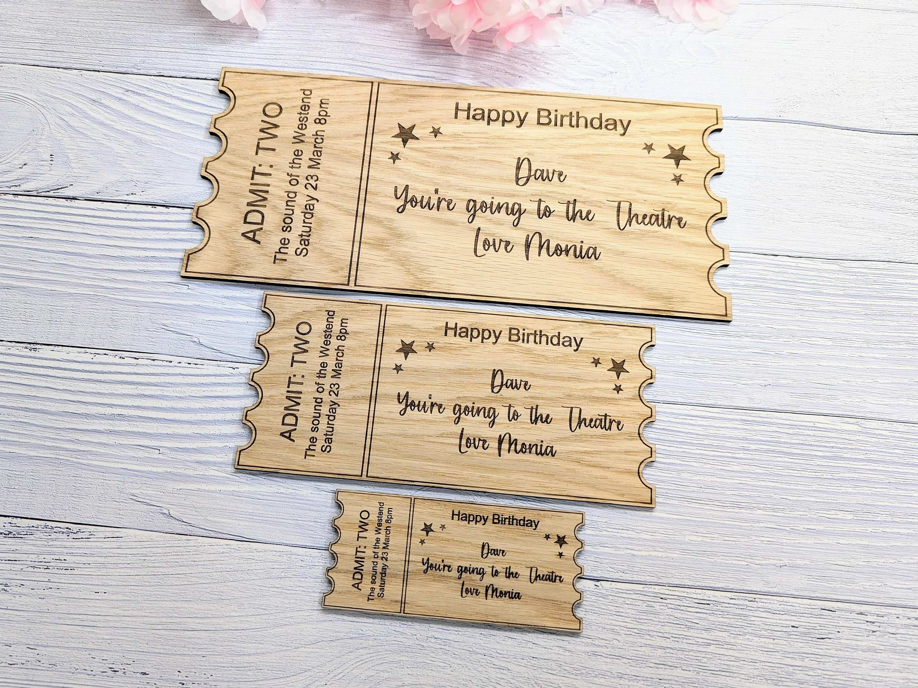 Personalised Birthday Magic Ticket in Oak Veneer - Custom Experience Voucher - Unique Happy Birthday Keepsake Gift | 3 Sizes Available - Image 8