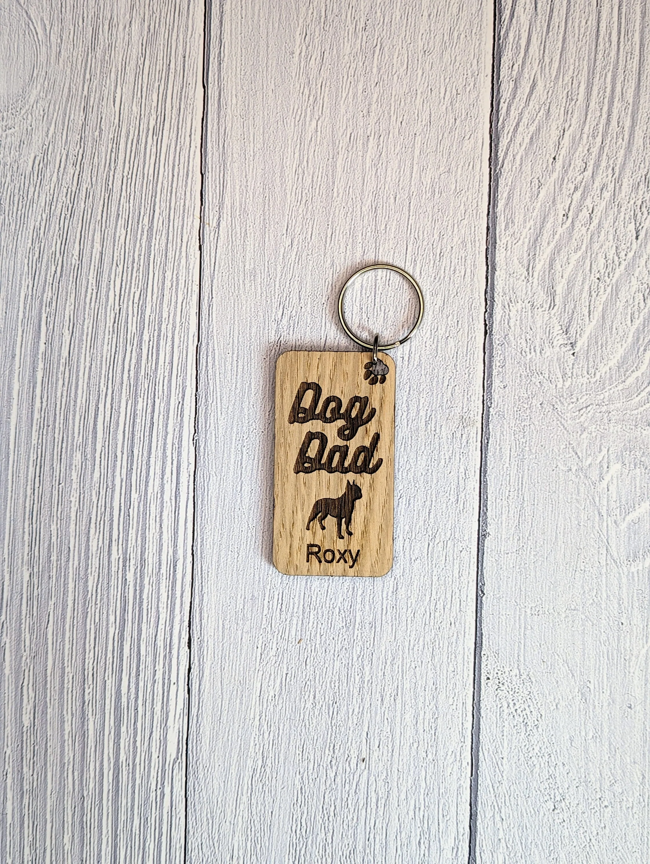 Personalised Boston Terrier Dog Dad Wooden Keyring | Oak Dog Keychain | Gift For Boston Terrier Parent | Doggy Key Tag Gift - Image 10