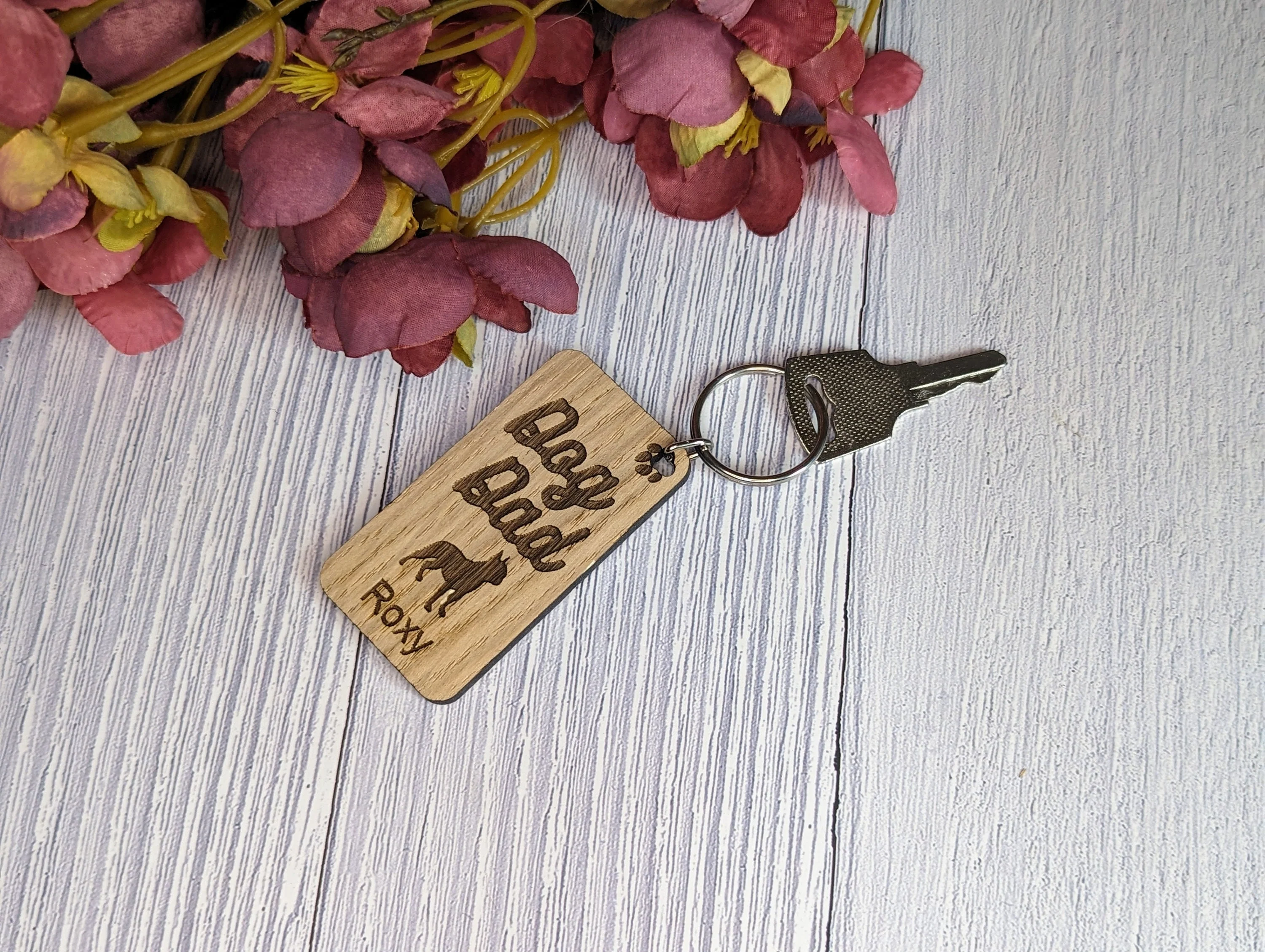 Personalised Boston Terrier Dog Dad Wooden Keyring | Oak Dog Keychain | Gift For Boston Terrier Parent | Doggy Key Tag Gift - Image 5