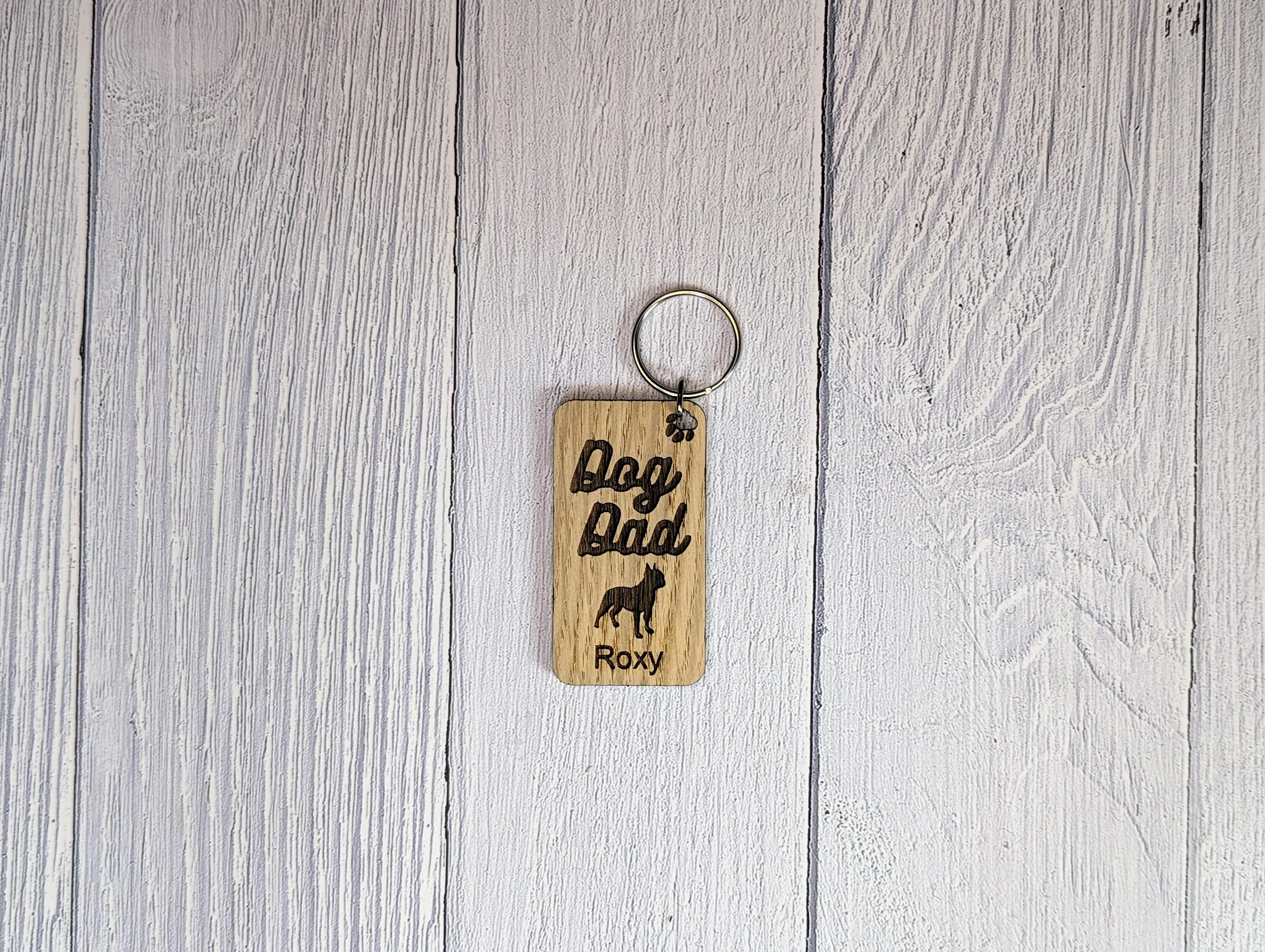 Personalised Boston Terrier Dog Dad Wooden Keyring | Oak Dog Keychain | Gift For Boston Terrier Parent | Doggy Key Tag Gift - Image 6