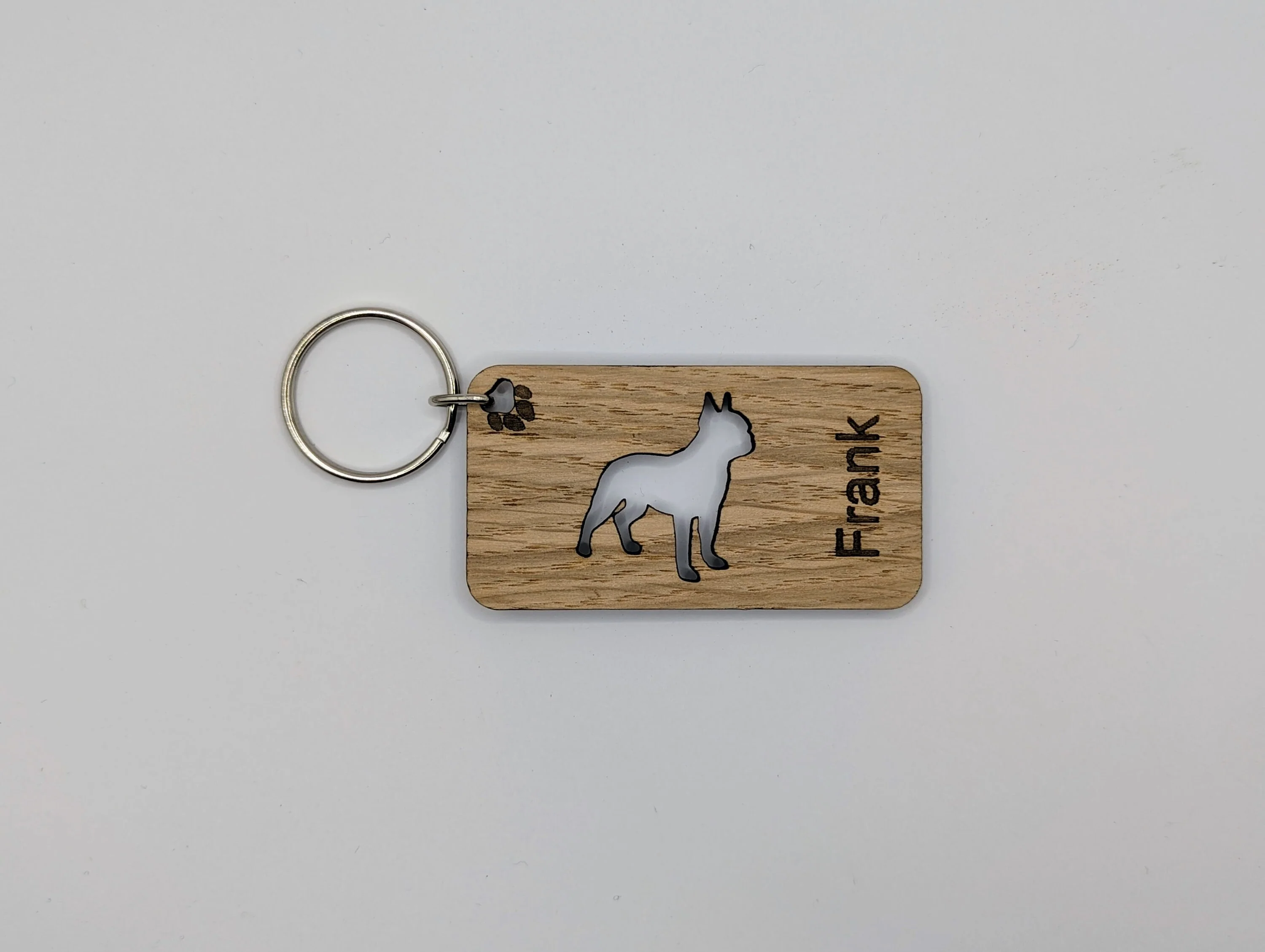 Personalised Boston Terrier Wooden Keyring | Oak Dog Keychain | Gift For Boston Terrier Parent | Doggy Key Tag Gift - Image 4