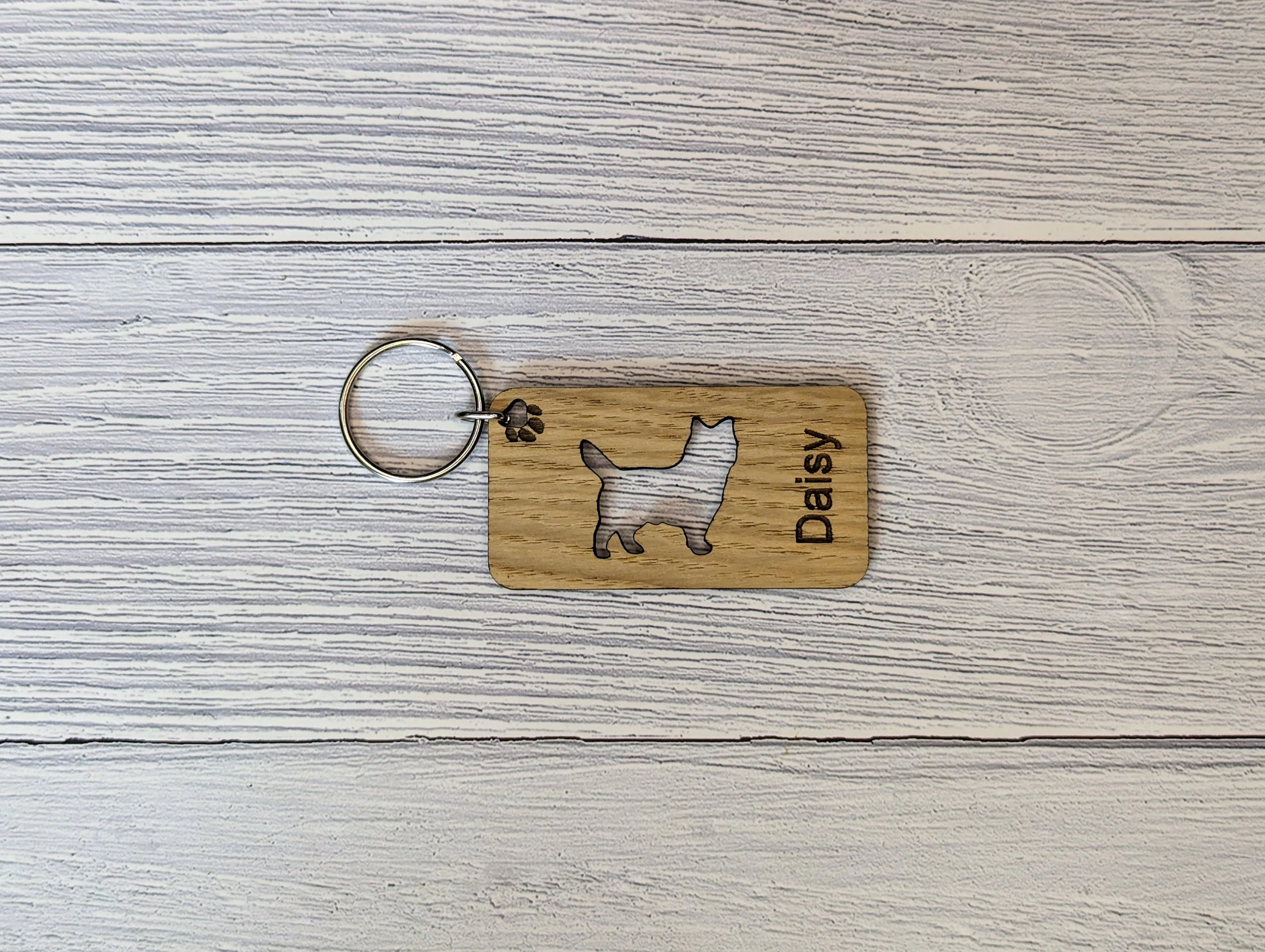 Personalised Cairn Terrier Wooden Keyring | Oak Dog Keychain | Gift For Cairn Terrier | Doggy Key Tag Gift - Image 3