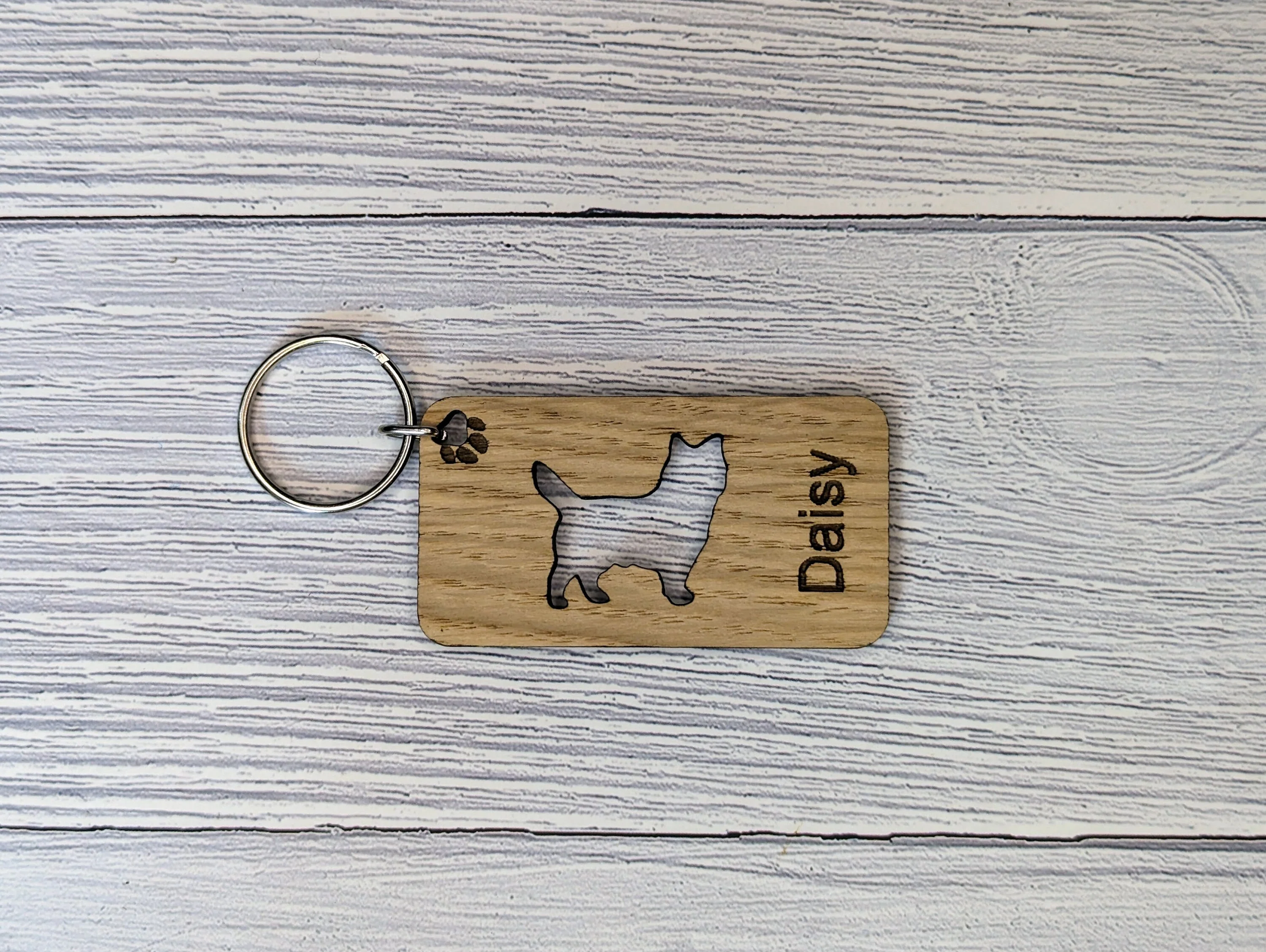 Personalised Cairn Terrier Wooden Keyring | Oak Dog Keychain | Gift For Cairn Terrier | Doggy Key Tag Gift - Image 6