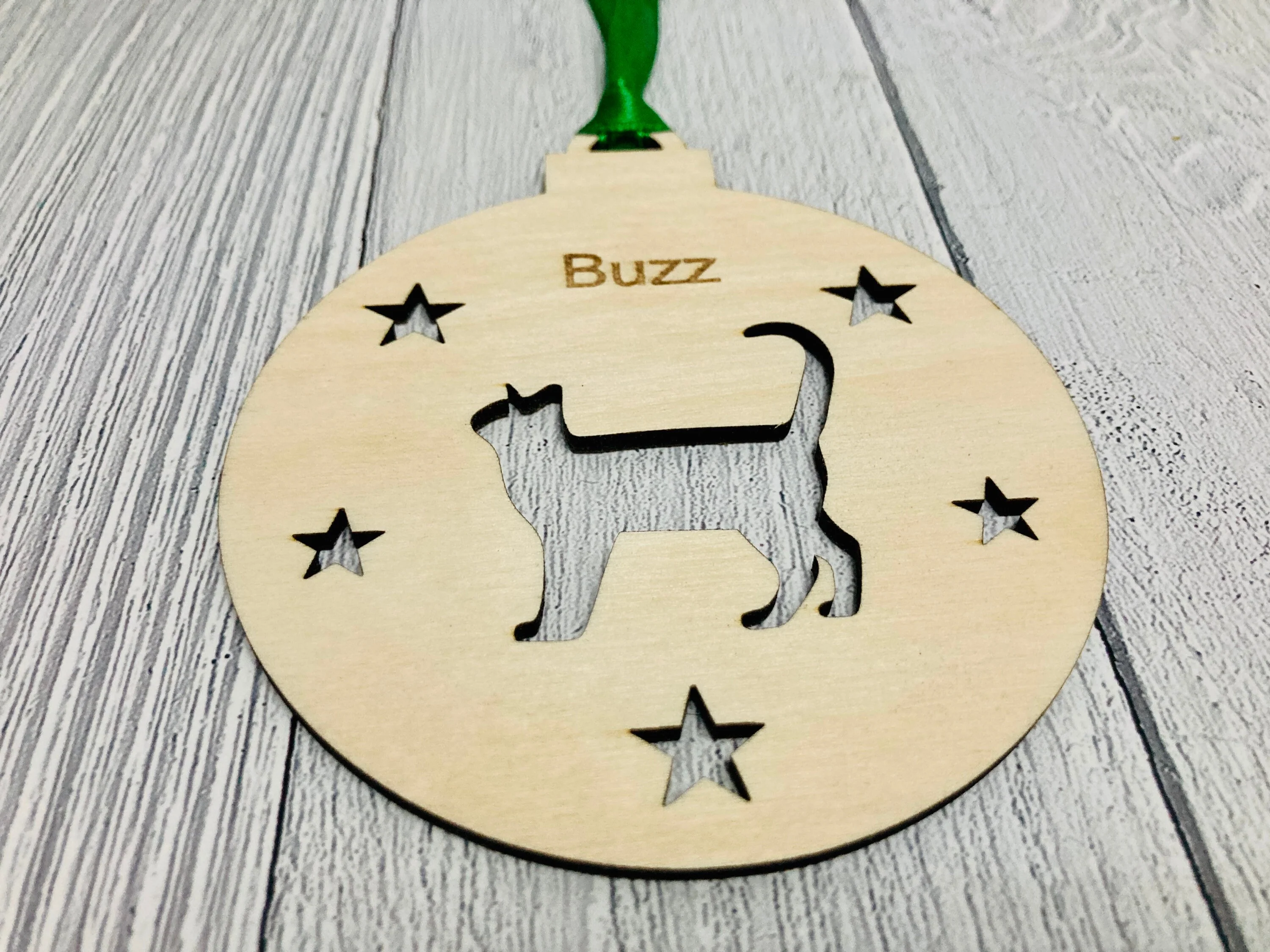 Personalised Cat Bauble | Custom Christmas Decoration | Wooden Cat Gift - Image 3