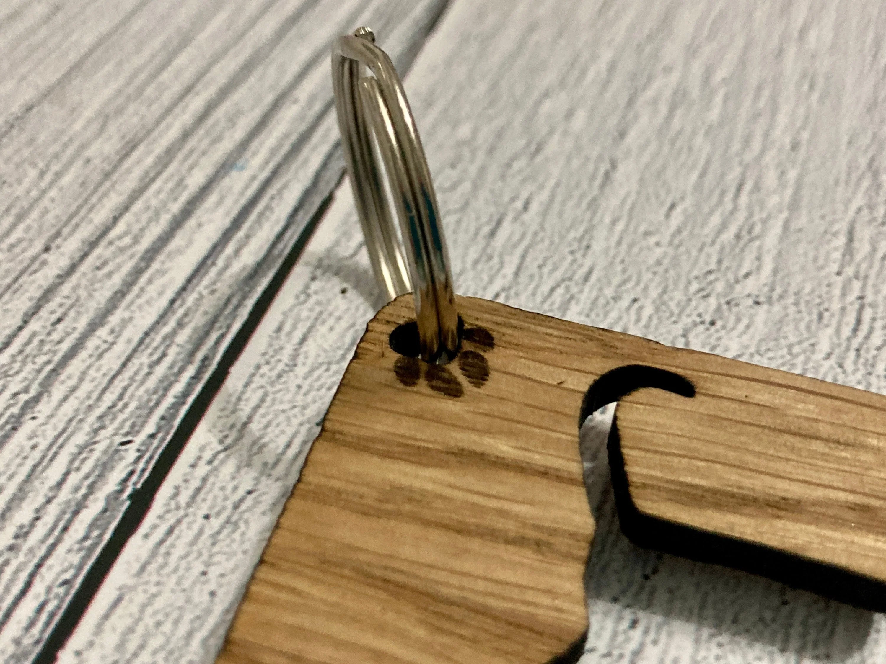 Personalised Cat Keyrings, Engraved Wooden Pet Keyring, Gift For Cat Owner, Oak - Image 4