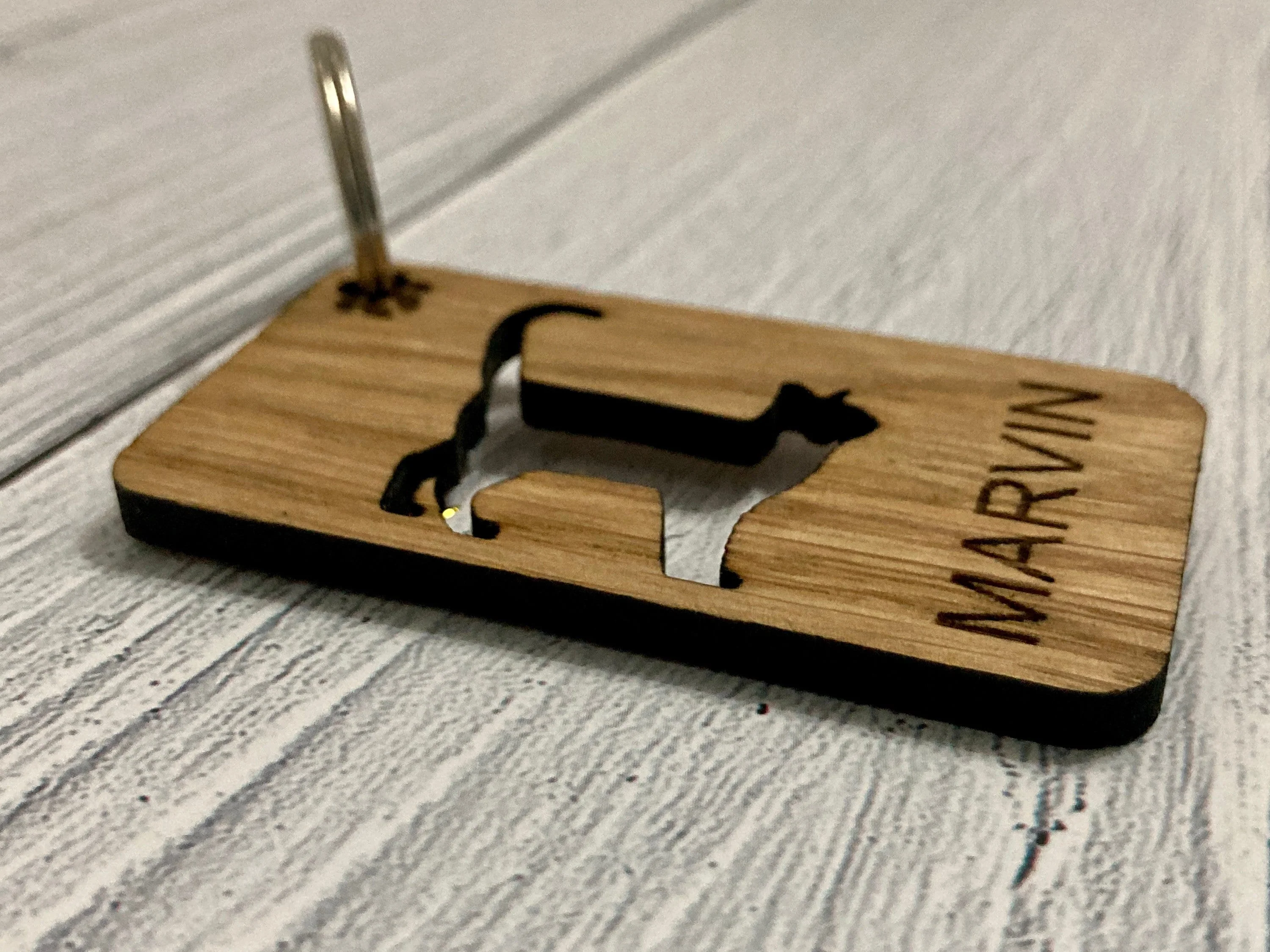 Personalised Cat Keyrings, Engraved Wooden Pet Keyring, Gift For Cat Owner, Oak - Image 7