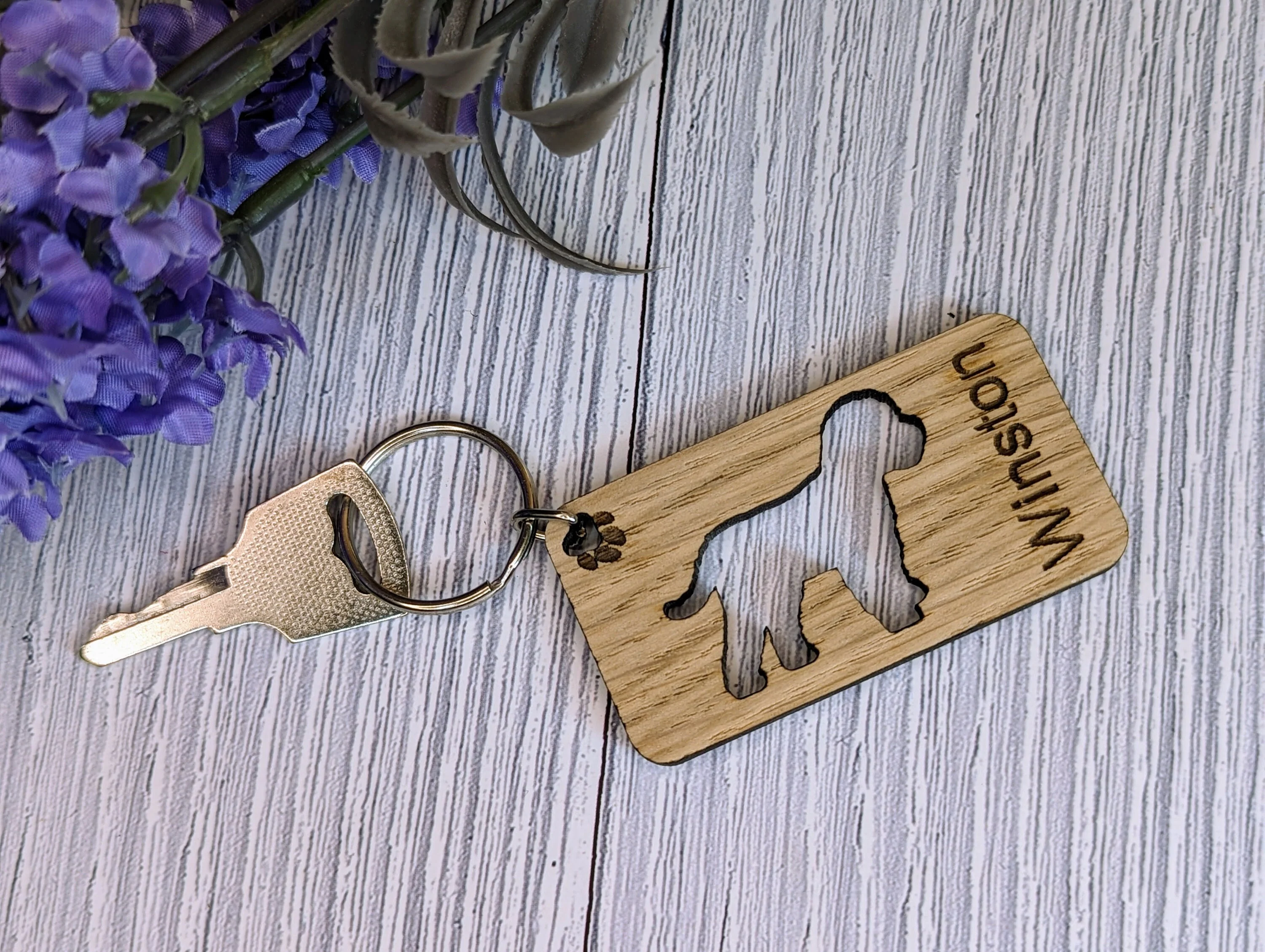 Personalised Cavapoo Wooden Keyring | Oak Dog Keychain | Gift For Cavapoo Parent | Doggy Key Tag Gift - Image 2