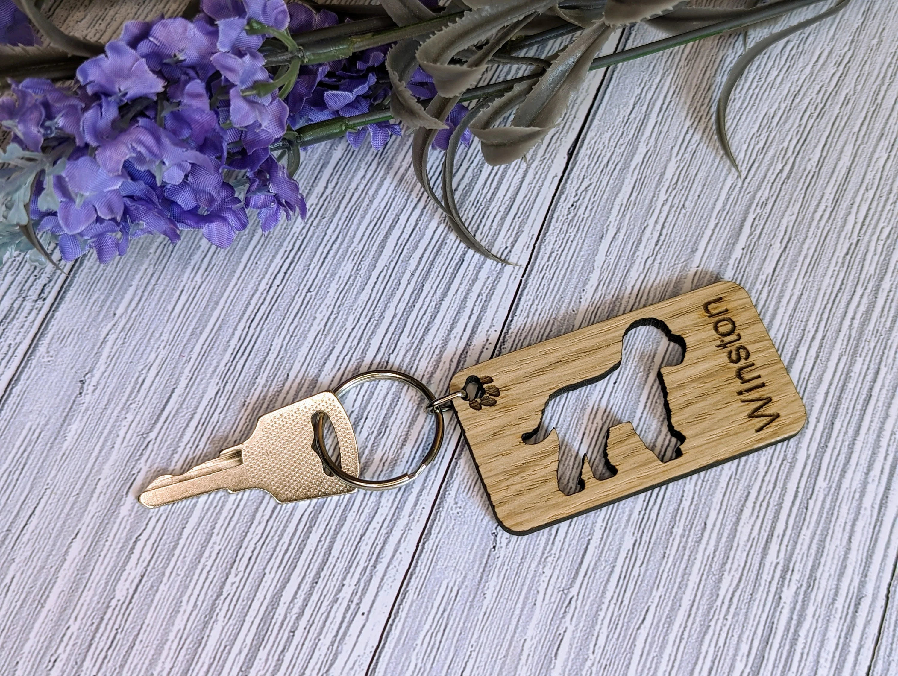 Personalised Cavapoo Wooden Keyring | Oak Dog Keychain | Gift For Cavapoo Parent | Doggy Key Tag Gift - Image 4