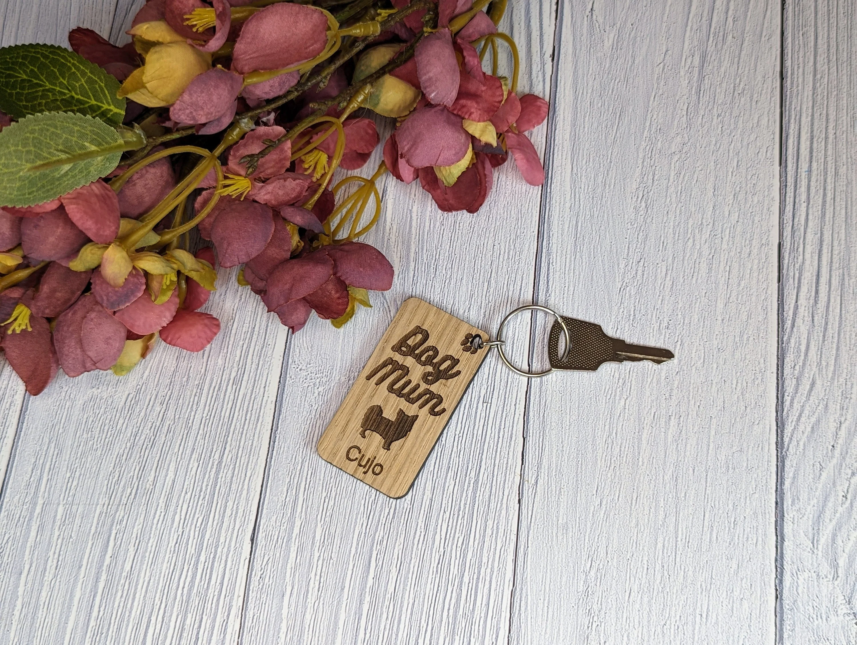 Personalised Chihuahua Dog Mum Wooden Keyring | Oak Dog Keychain | Gift For Chihuahua Parent | Doggy Key Tag Gift - Image 4