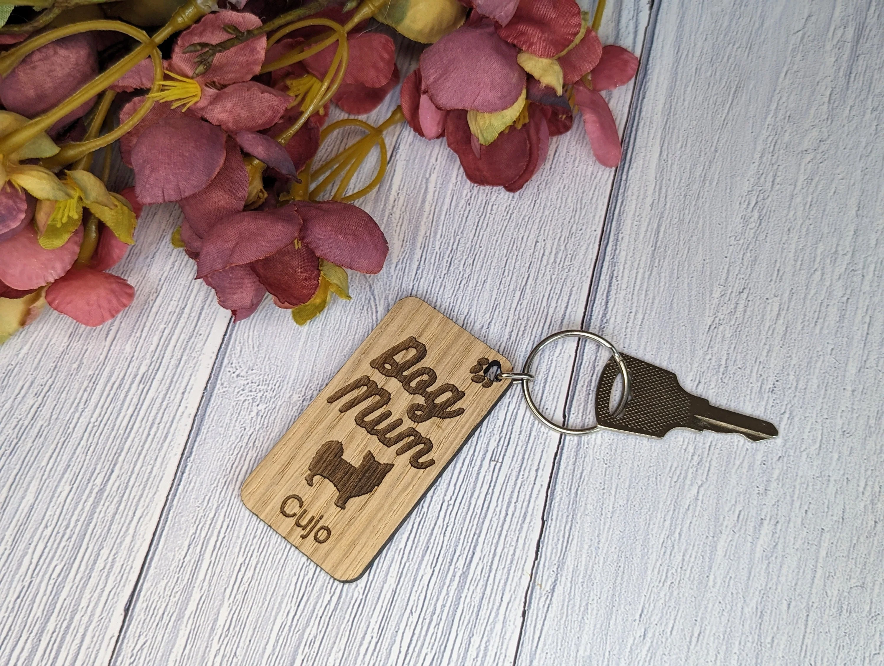 Personalised Chihuahua Dog Mum Wooden Keyring | Oak Dog Keychain | Gift For Chihuahua Parent | Doggy Key Tag Gift - Image 9