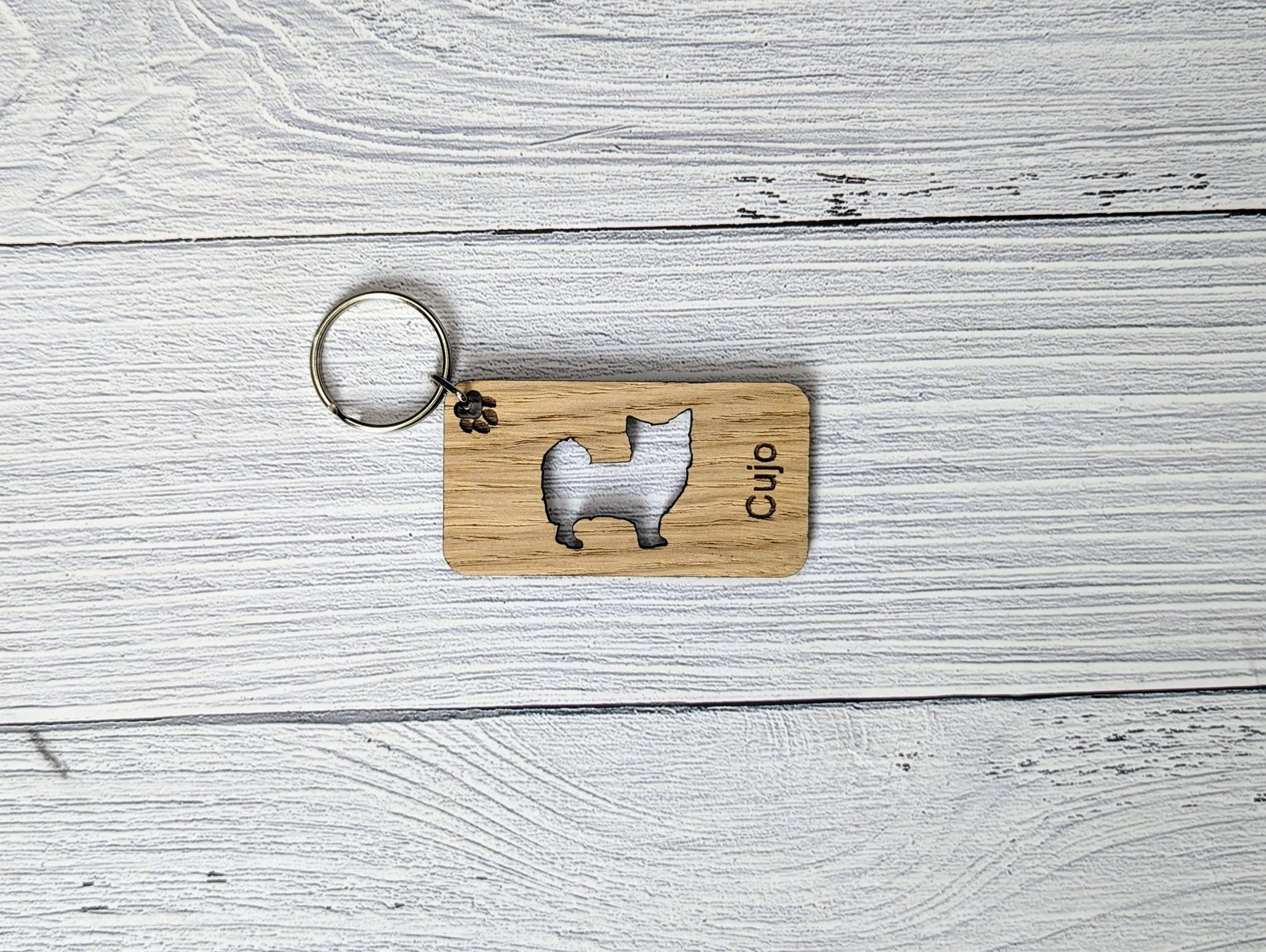 Personalised Chihuahua Wooden Keyring | Oak Dog Keychain | Gift For Chihuahua Parent | Doggy Key Tag Gift