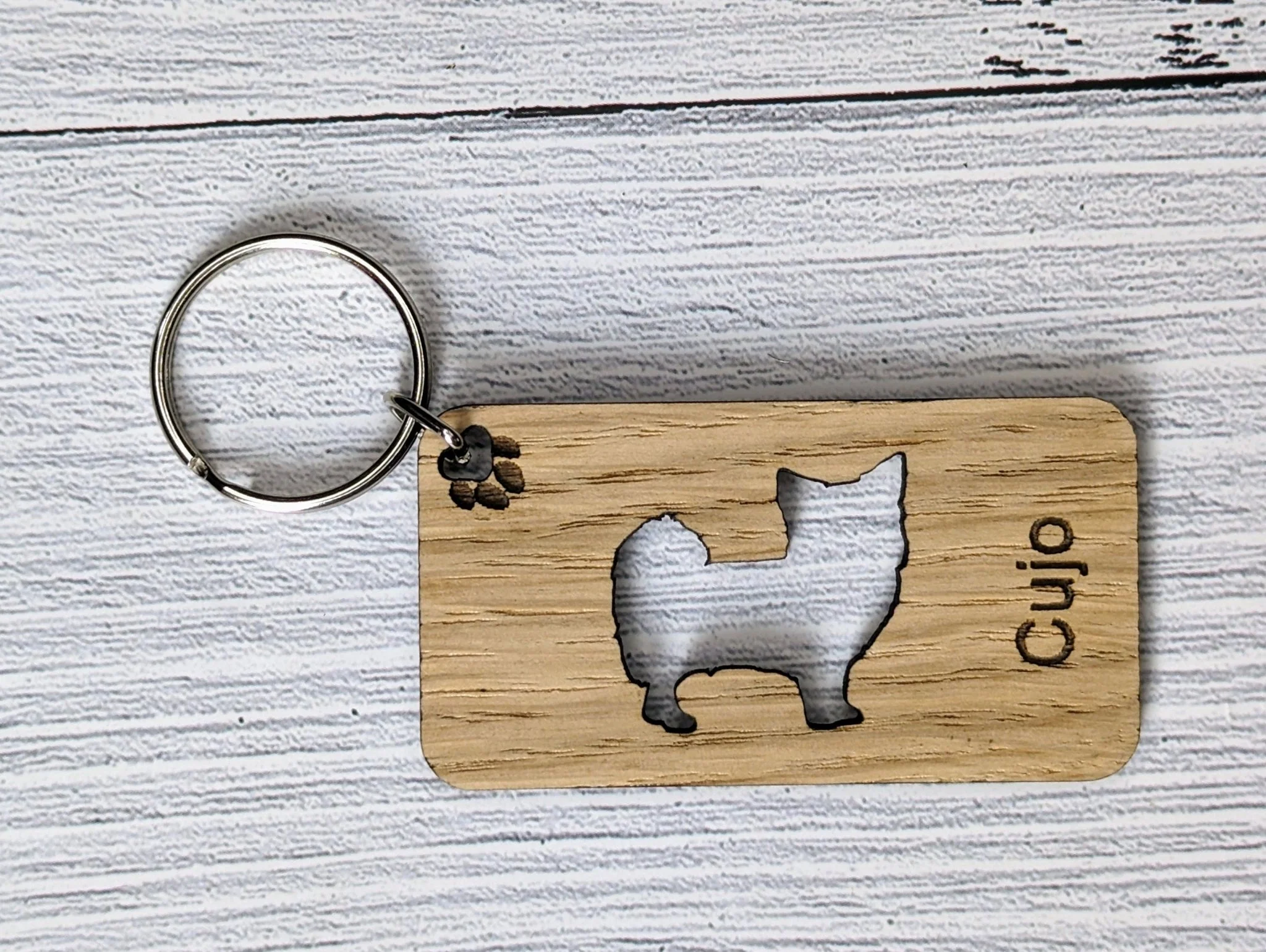 Personalised Chihuahua Wooden Keyring | Oak Dog Keychain | Gift For Chihuahua Parent | Doggy Key Tag Gift - Image 3