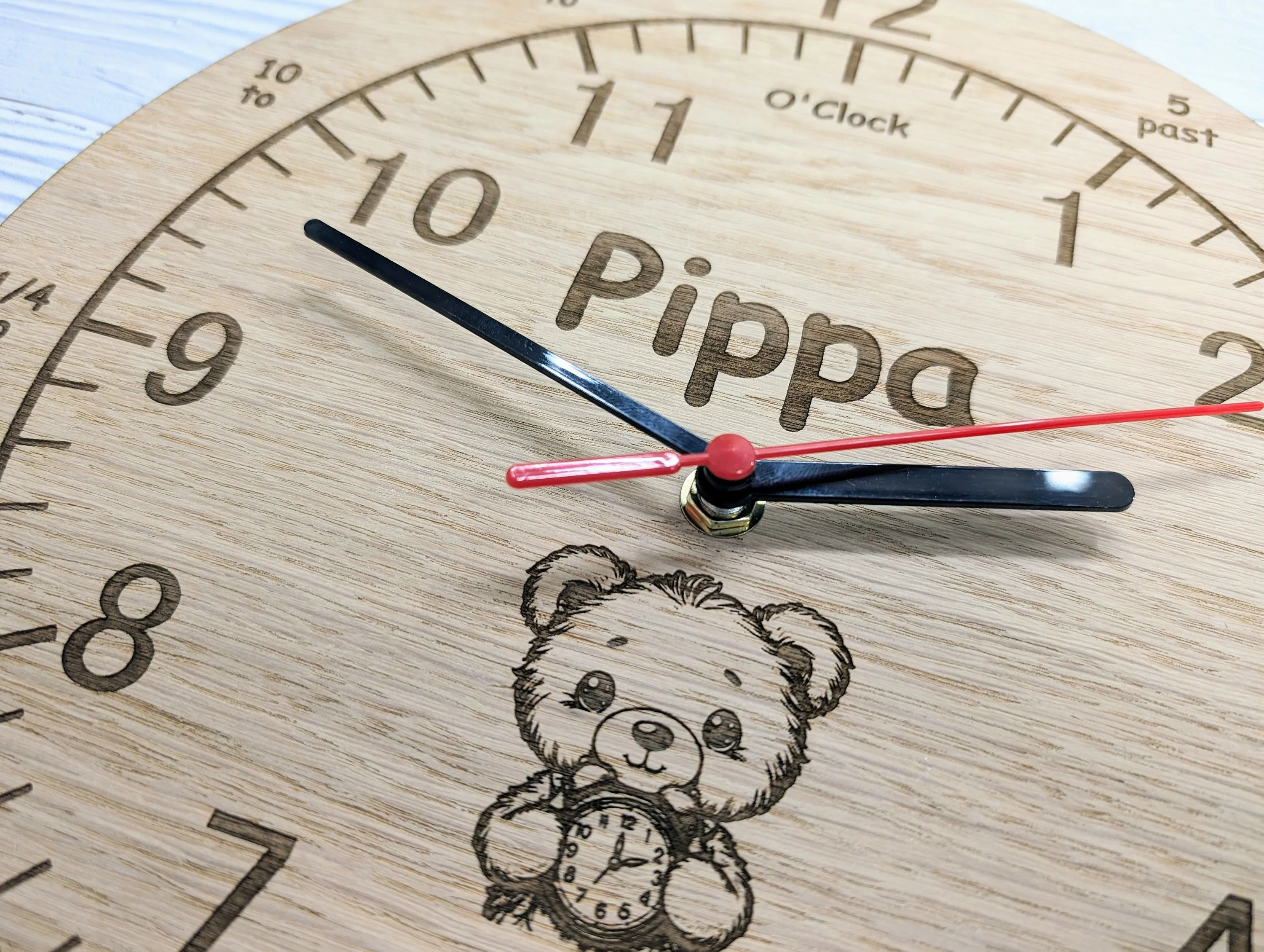 Personalised Children's Learning Wooden Clock – Educational Time-Telling - Image 3
