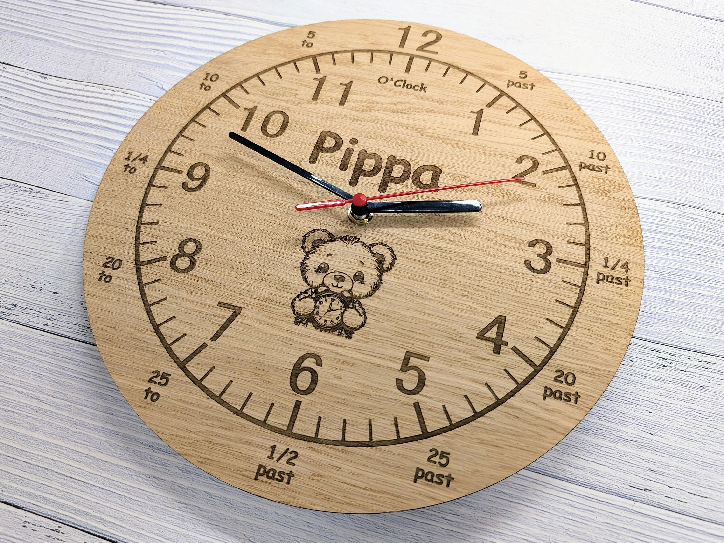 Personalised Children's Learning Wooden Clock – Educational Time-Telling - Image 4
