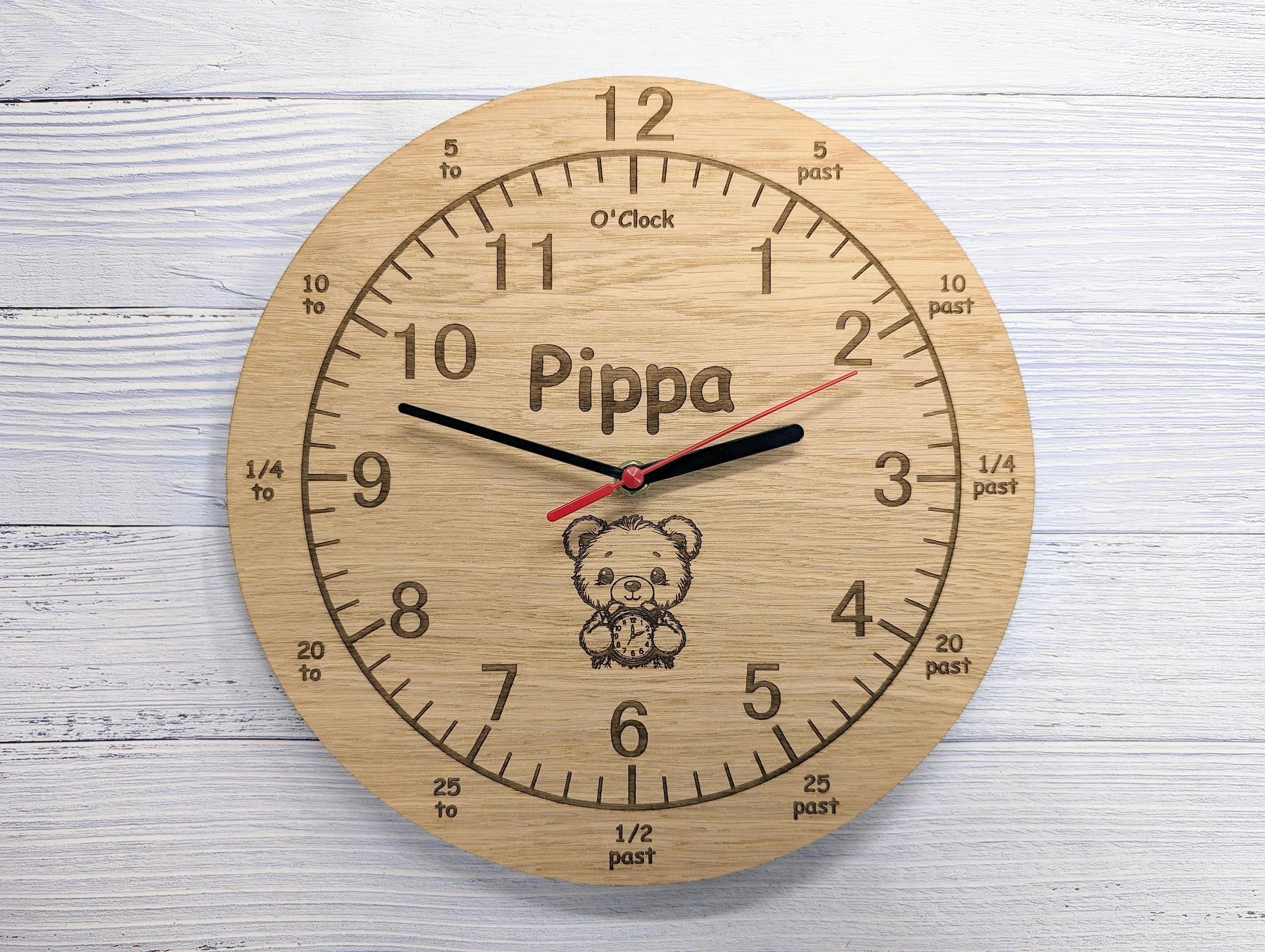Personalised Children's Learning Wooden Clock – Educational Time-Telling - Image 6