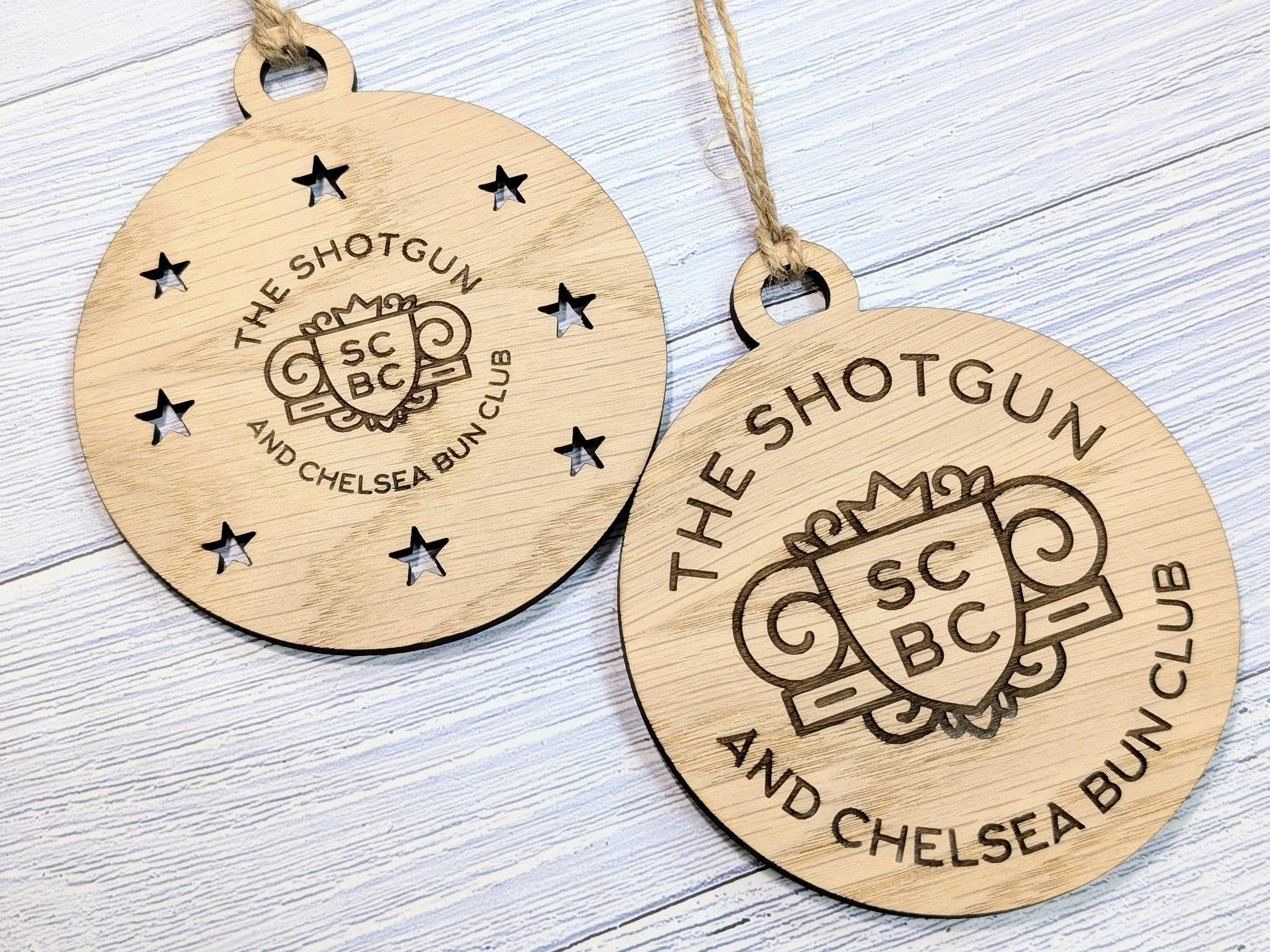Personalised Christmas Bauble Decoration with Logo | Oak Veneer Custom Corporate Ornaments | Bulk Packs for Business Gifts | Wood Decor - Image 4