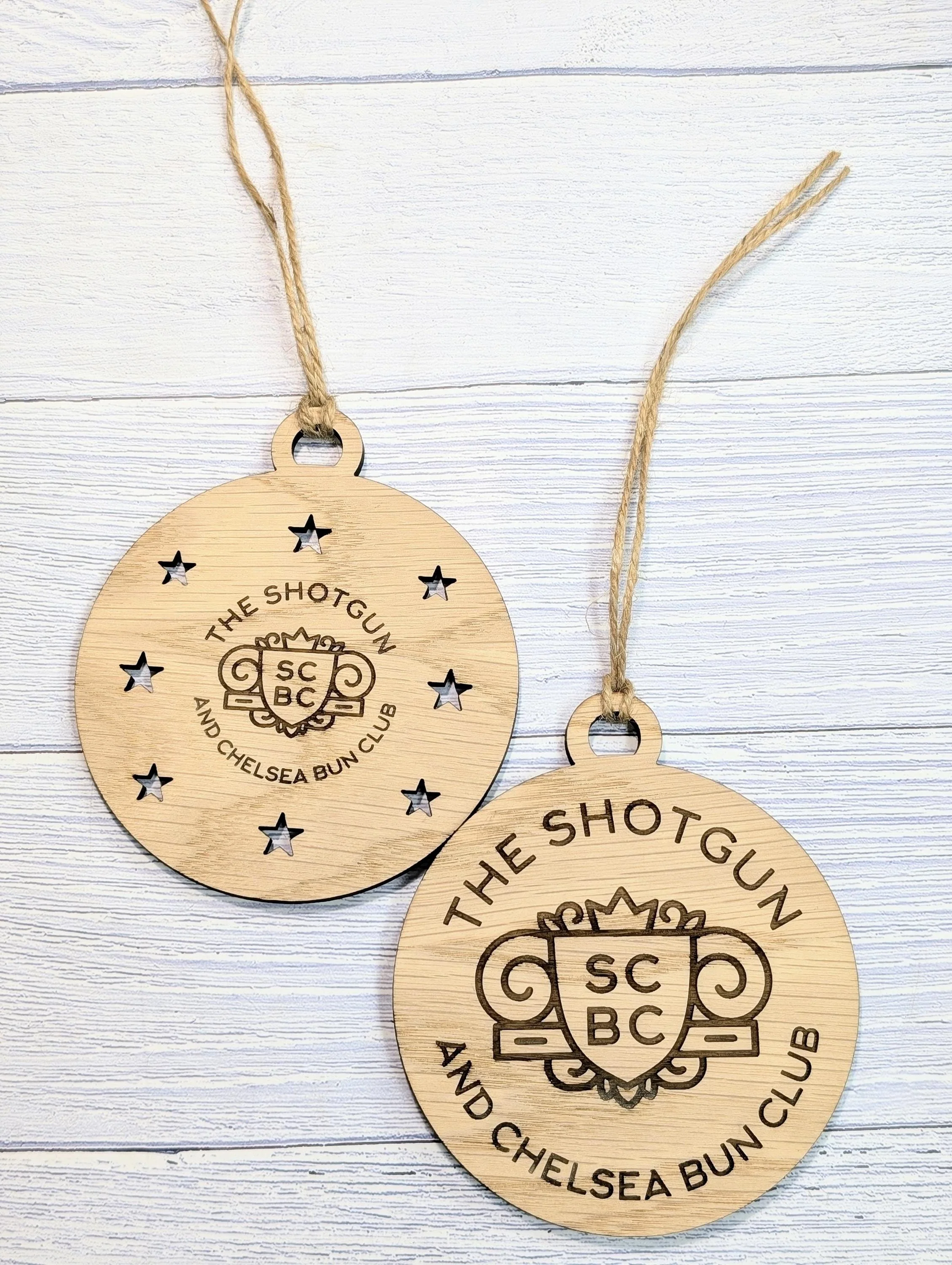 Personalised Christmas Bauble Decoration with Logo | Oak Veneer Custom Corporate Ornaments | Bulk Packs for Business Gifts | Wood Decor - Image 5