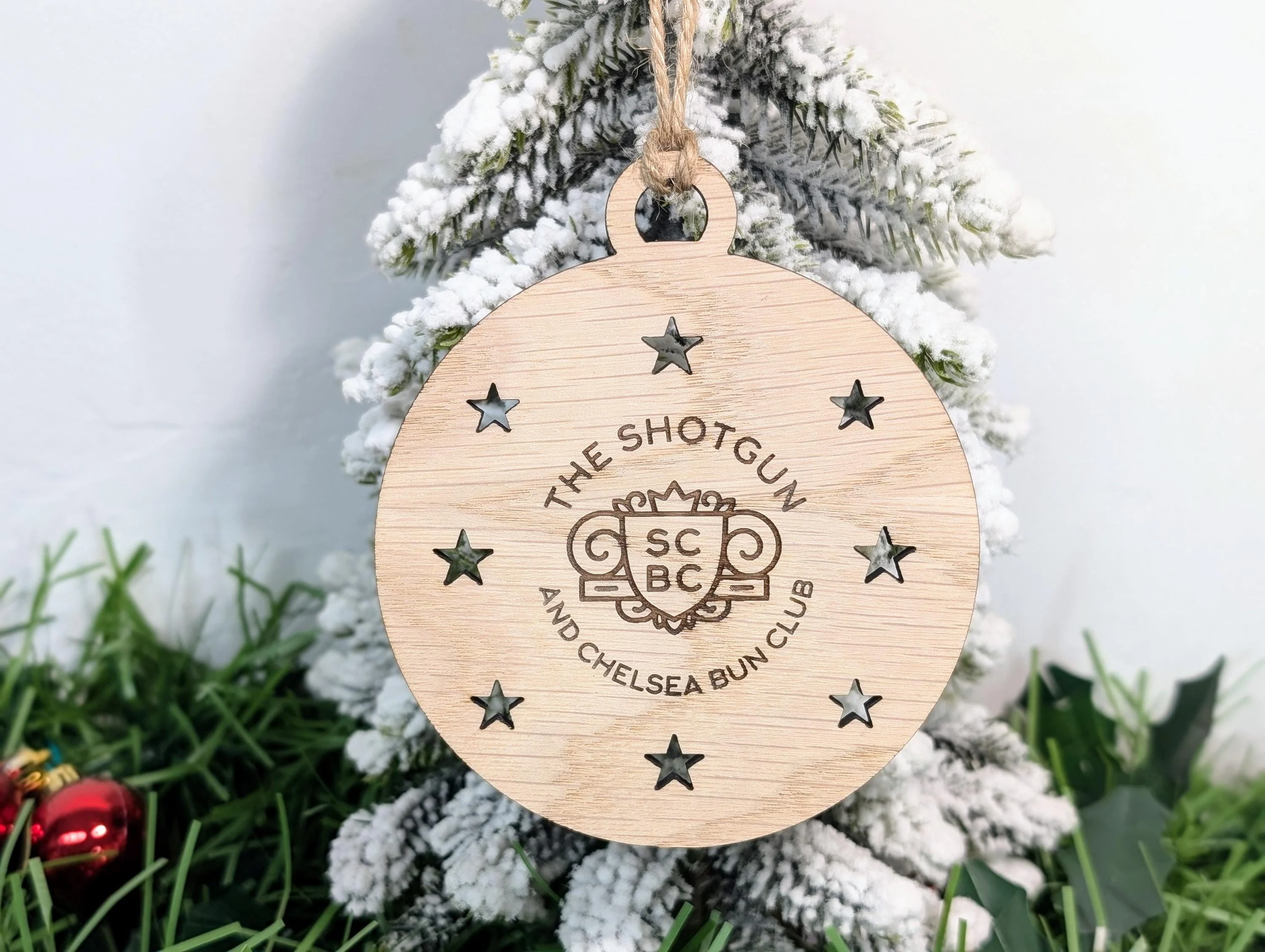 Personalised Christmas Bauble Decoration with Logo | Oak Veneer Custom Corporate Ornaments | Bulk Packs for Business Gifts | Wood Decor - Image 6