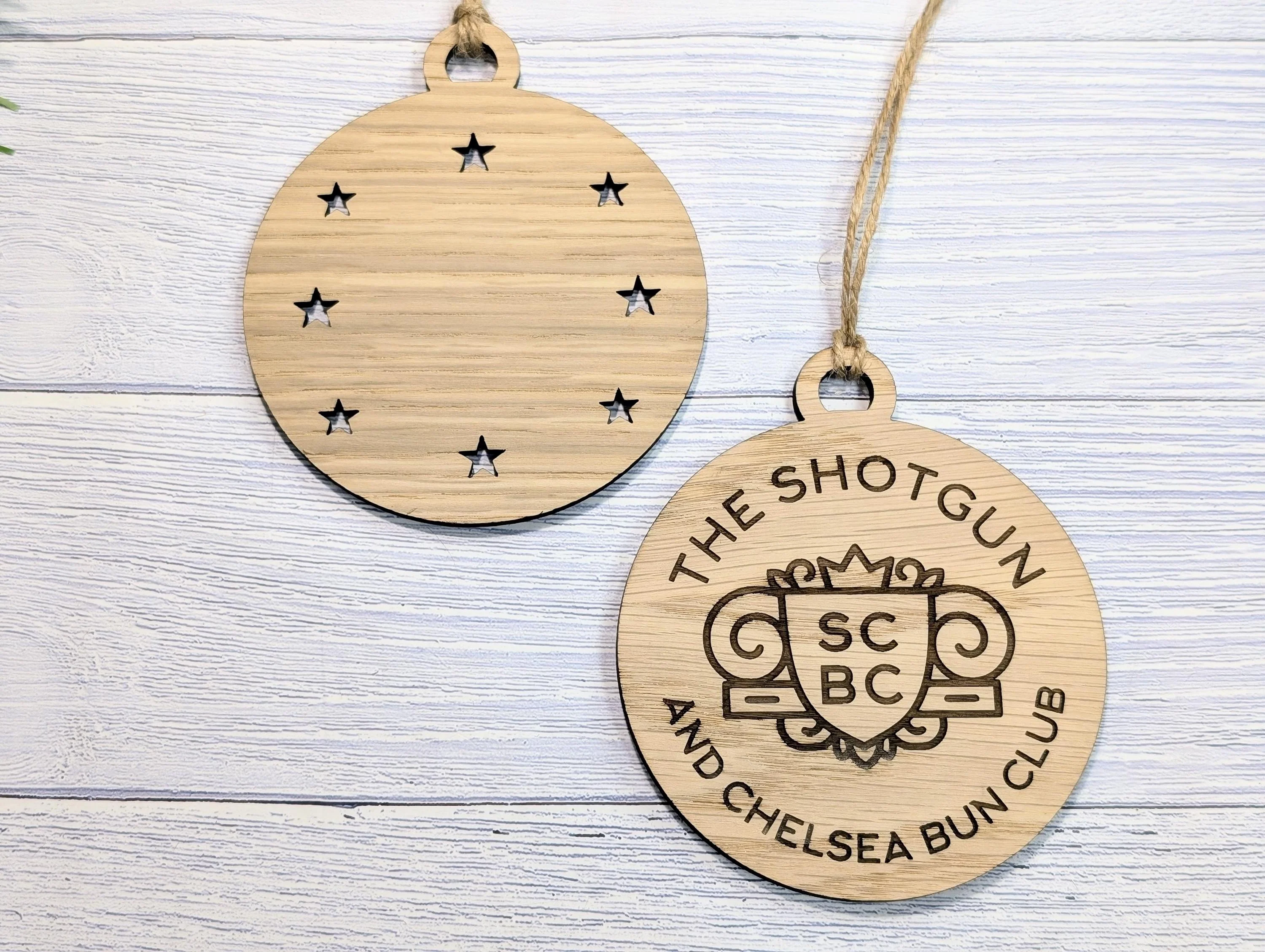 Personalised Christmas Bauble Decoration with Logo | Oak Veneer Custom Corporate Ornaments | Bulk Packs for Business Gifts | Wood Decor - Image 8