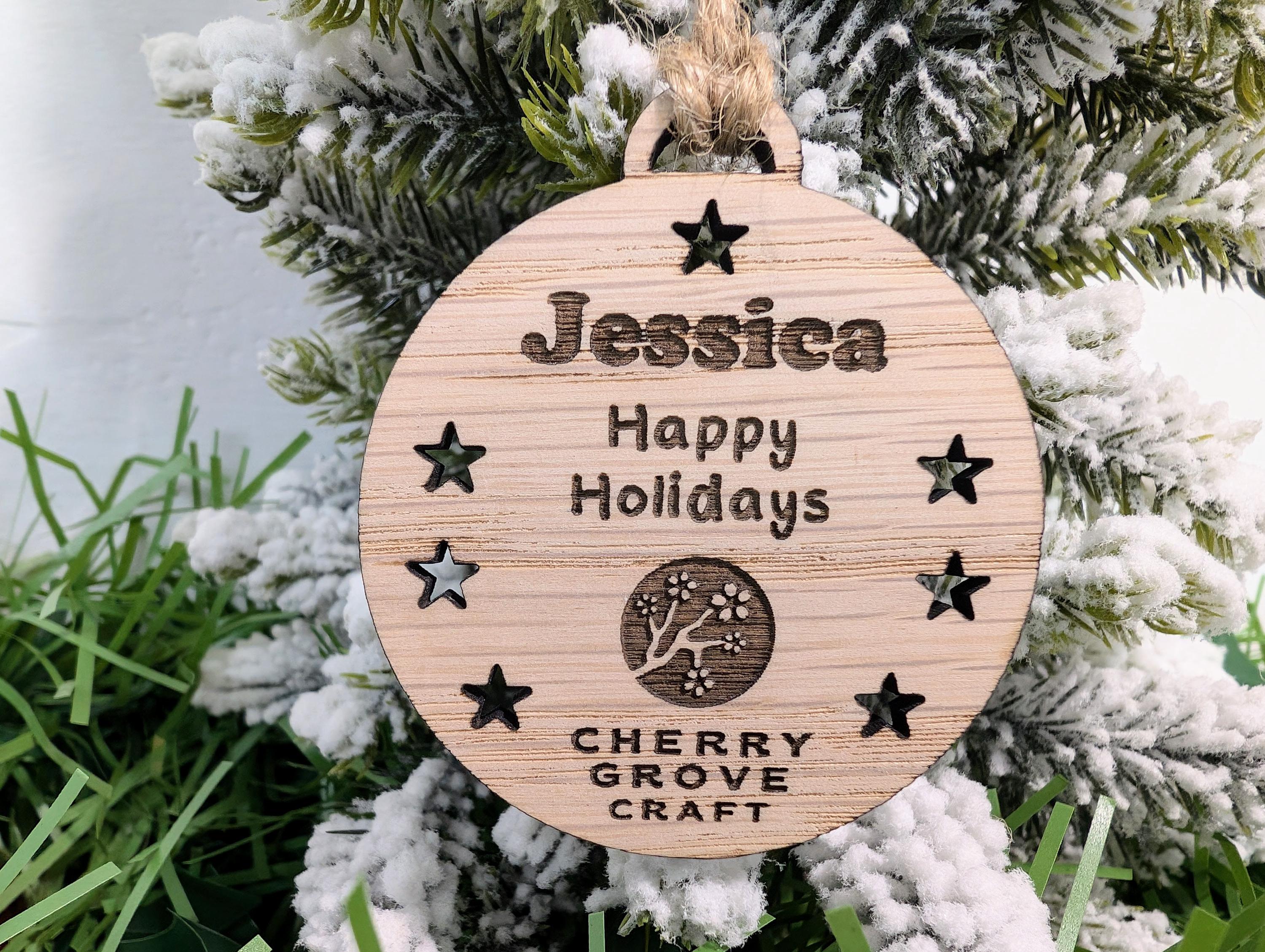 Personalised Christmas Baubles for Businesses | Engraved Oak Veneer Decorations | Custom Bulk Orders for Employees or Clients - Image 6