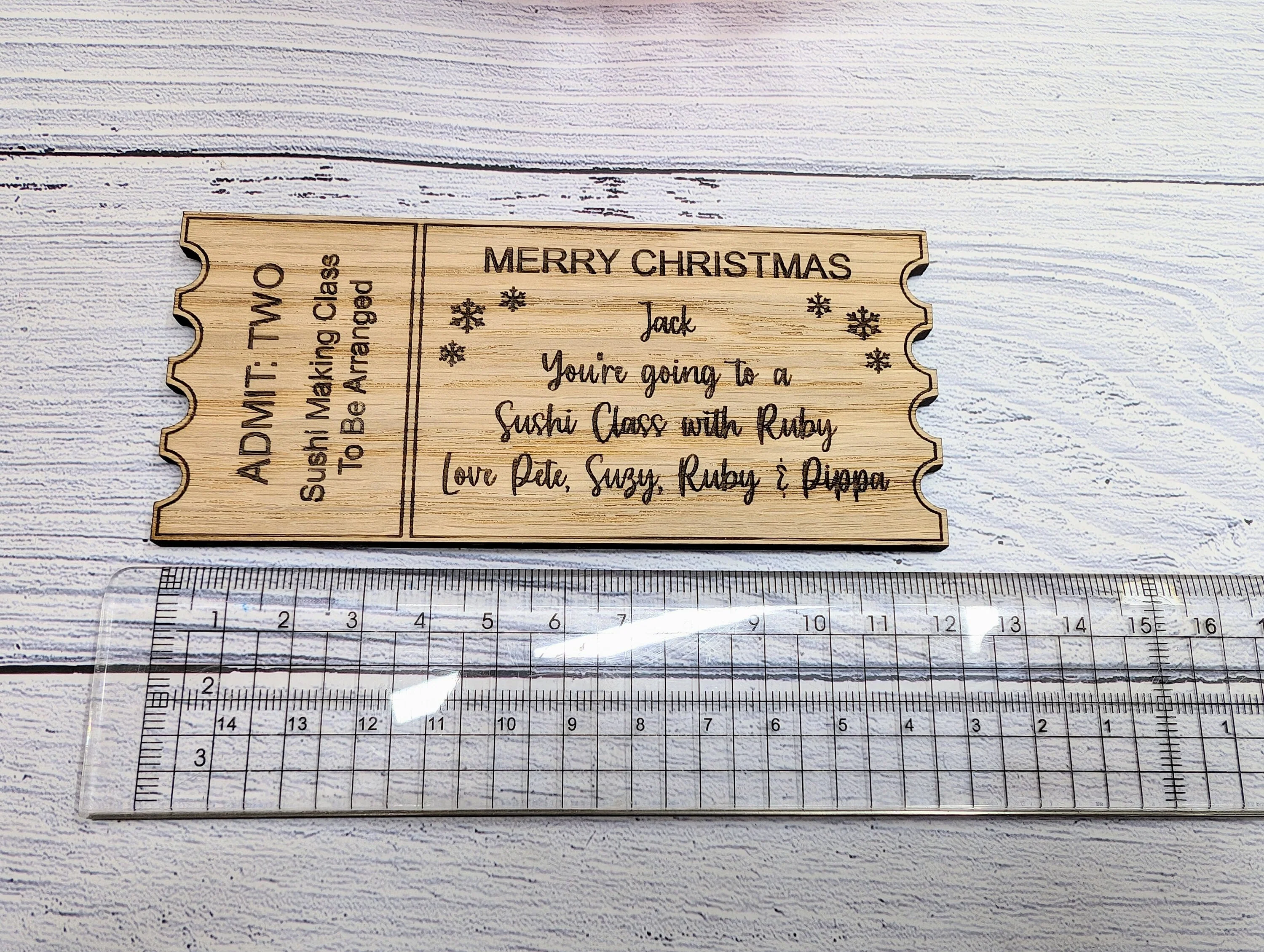 Personalised Christmas Magic Ticket in Oak Veneer - Custom Gift Experience Voucher - Memorable Keepsake for Special Occasions | 3 Sizes - Image 3