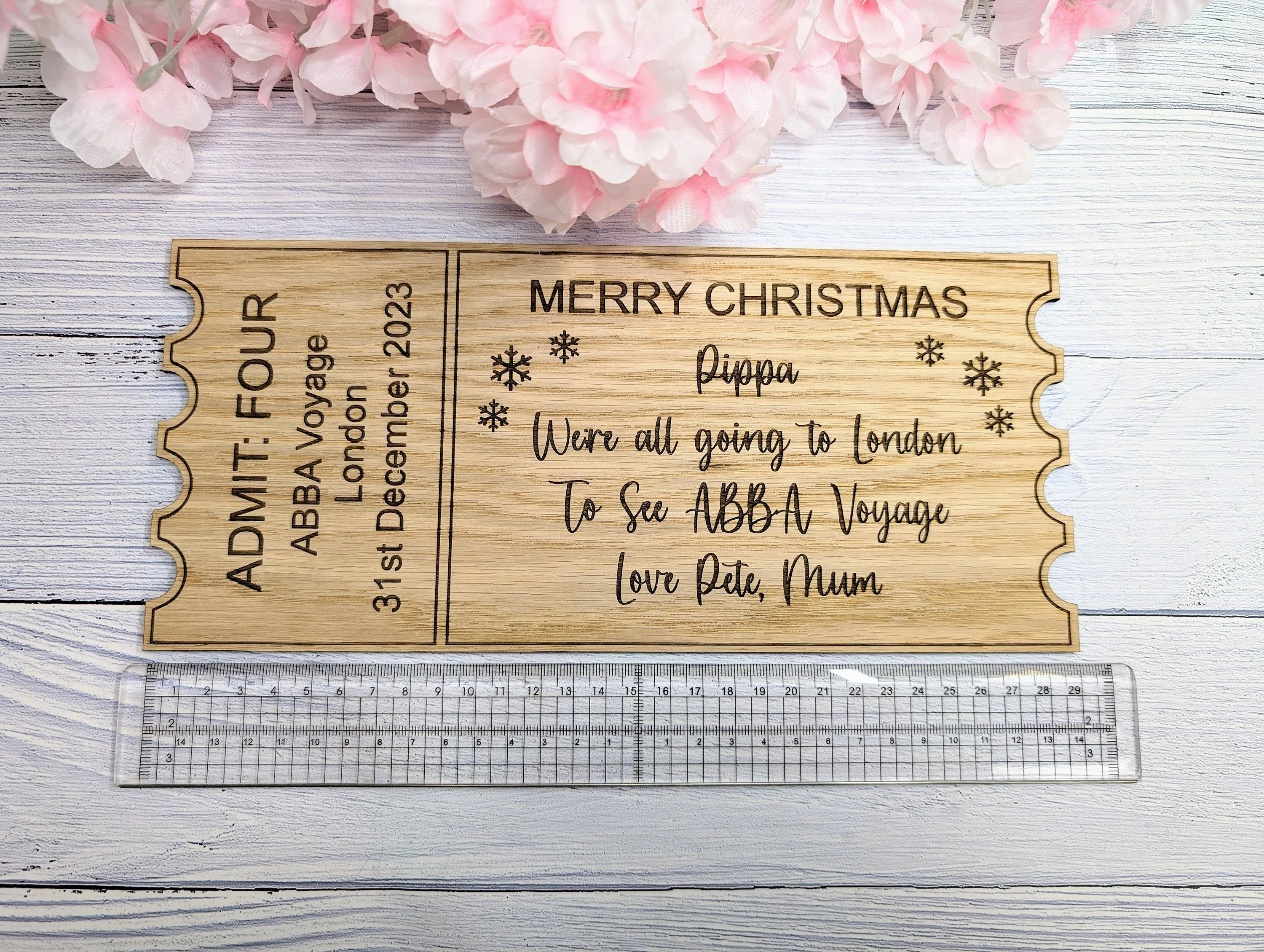 Personalised Christmas Magic Ticket in Oak Veneer - Custom Gift Experience Voucher - Memorable Keepsake for Special Occasions | 3 Sizes - Image 4
