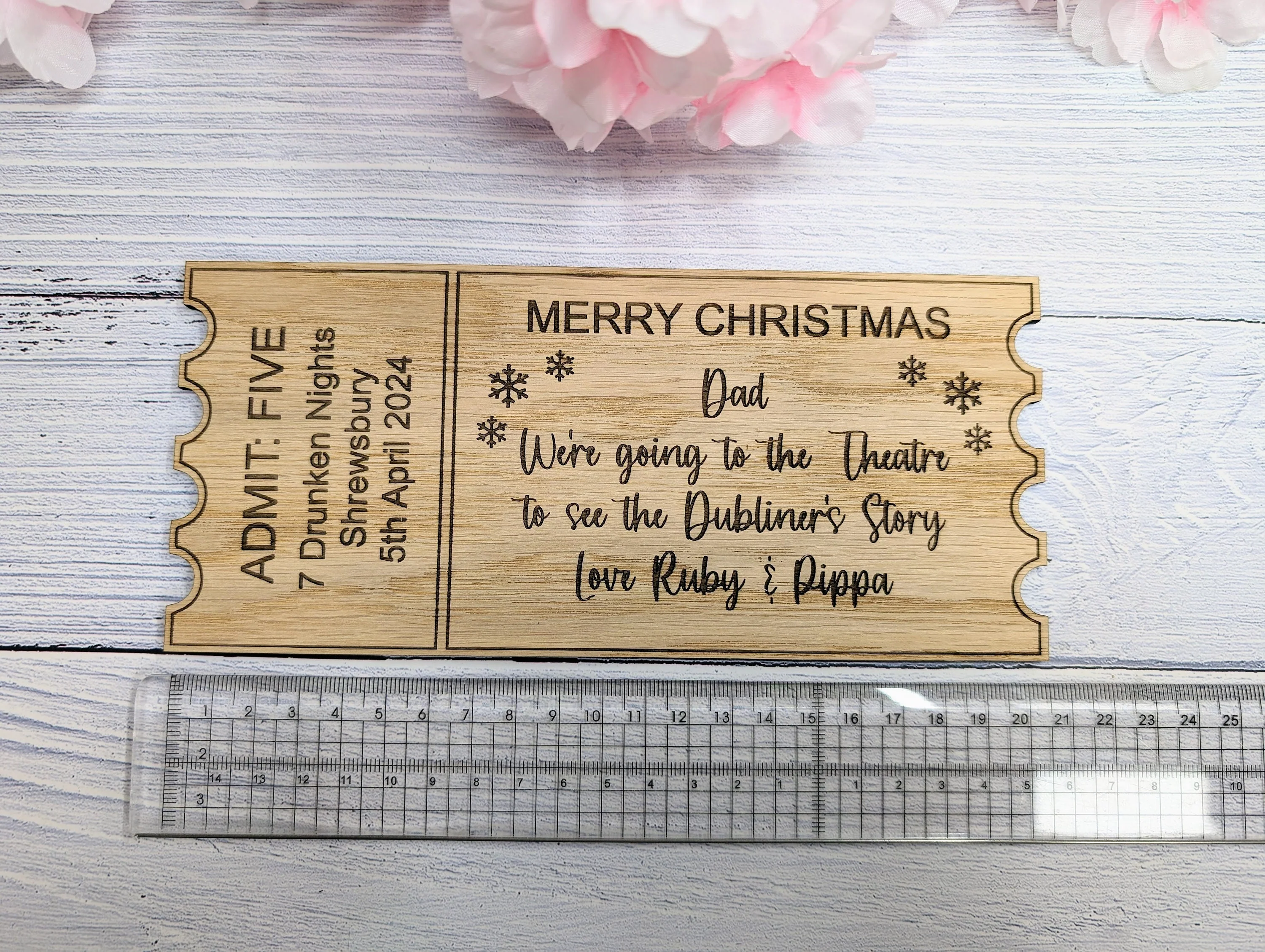 Personalised Christmas Magic Ticket in Oak Veneer - Custom Gift Experience Voucher - Memorable Keepsake for Special Occasions | 3 Sizes - Image 5