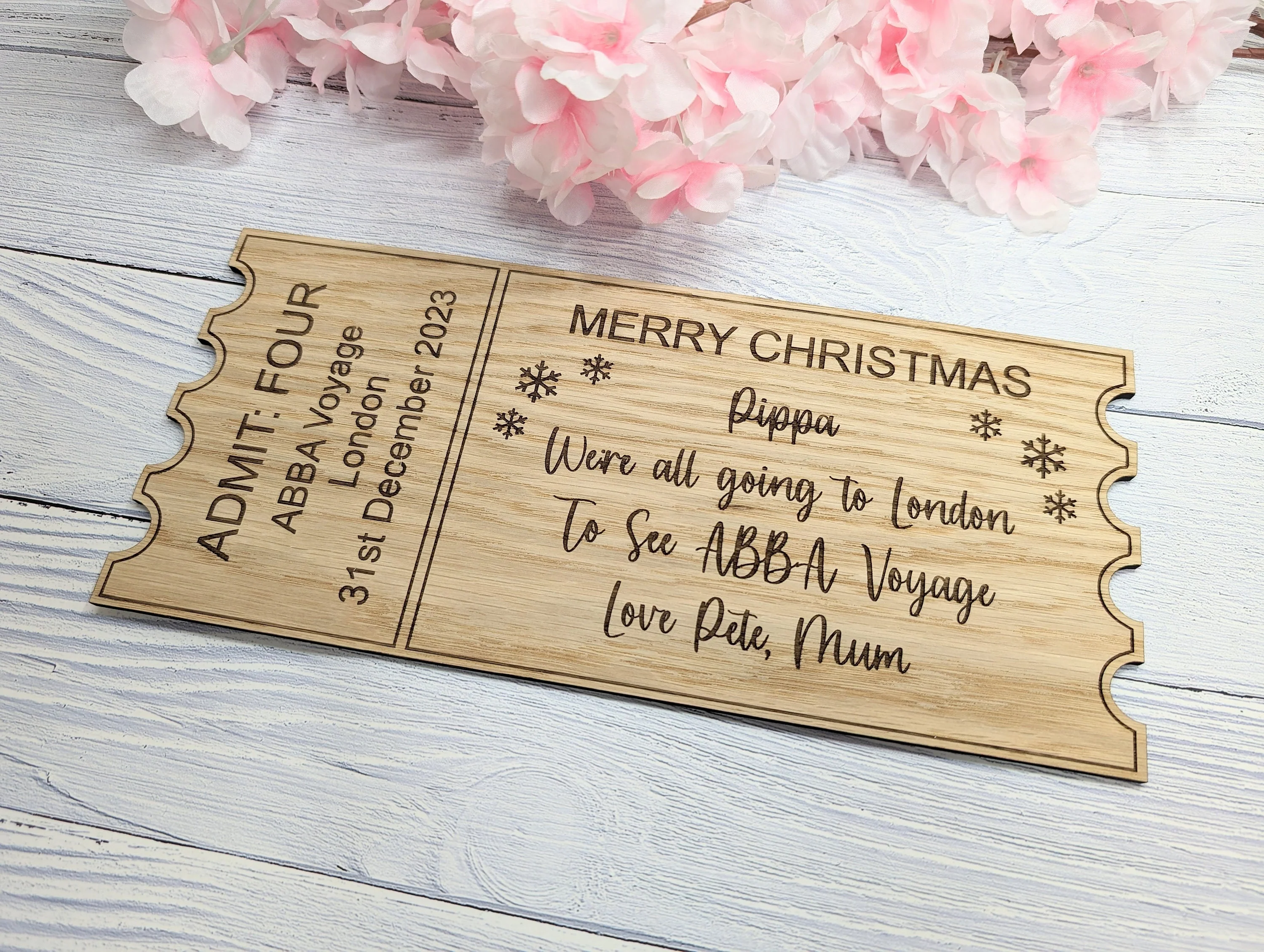 Personalised Christmas Magic Ticket in Oak Veneer - Custom Gift Experience Voucher - Memorable Keepsake for Special Occasions | 3 Sizes - Image 6