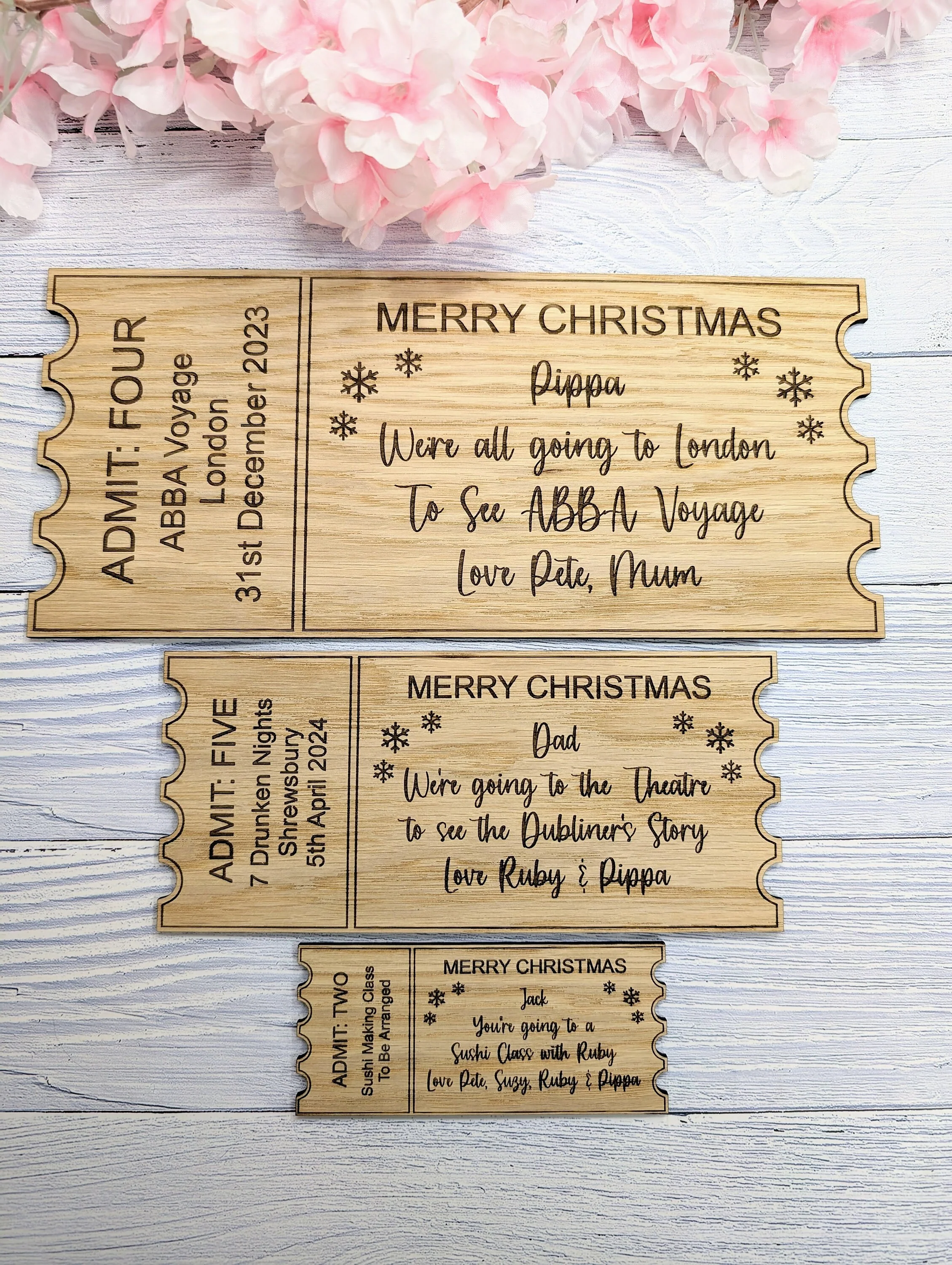 Personalised Christmas Magic Ticket in Oak Veneer - Custom Gift Experience Voucher - Memorable Keepsake for Special Occasions | 3 Sizes - Image 7