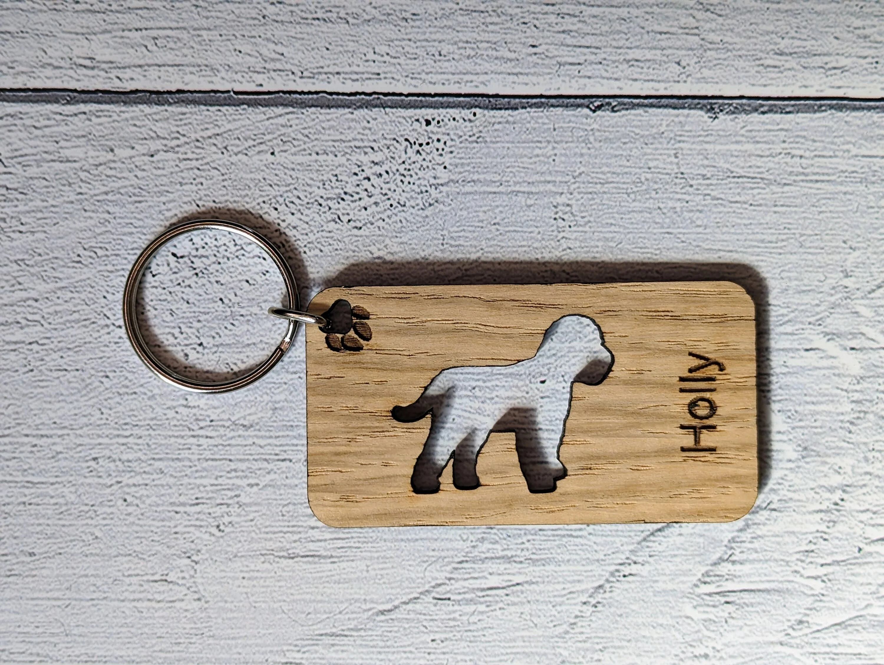 Personalised Cockapoo Wooden Keyring | Oak Dog Keychain | Gift For Cockapoo Parent | Doggy Key Tag Gift - Image 2
