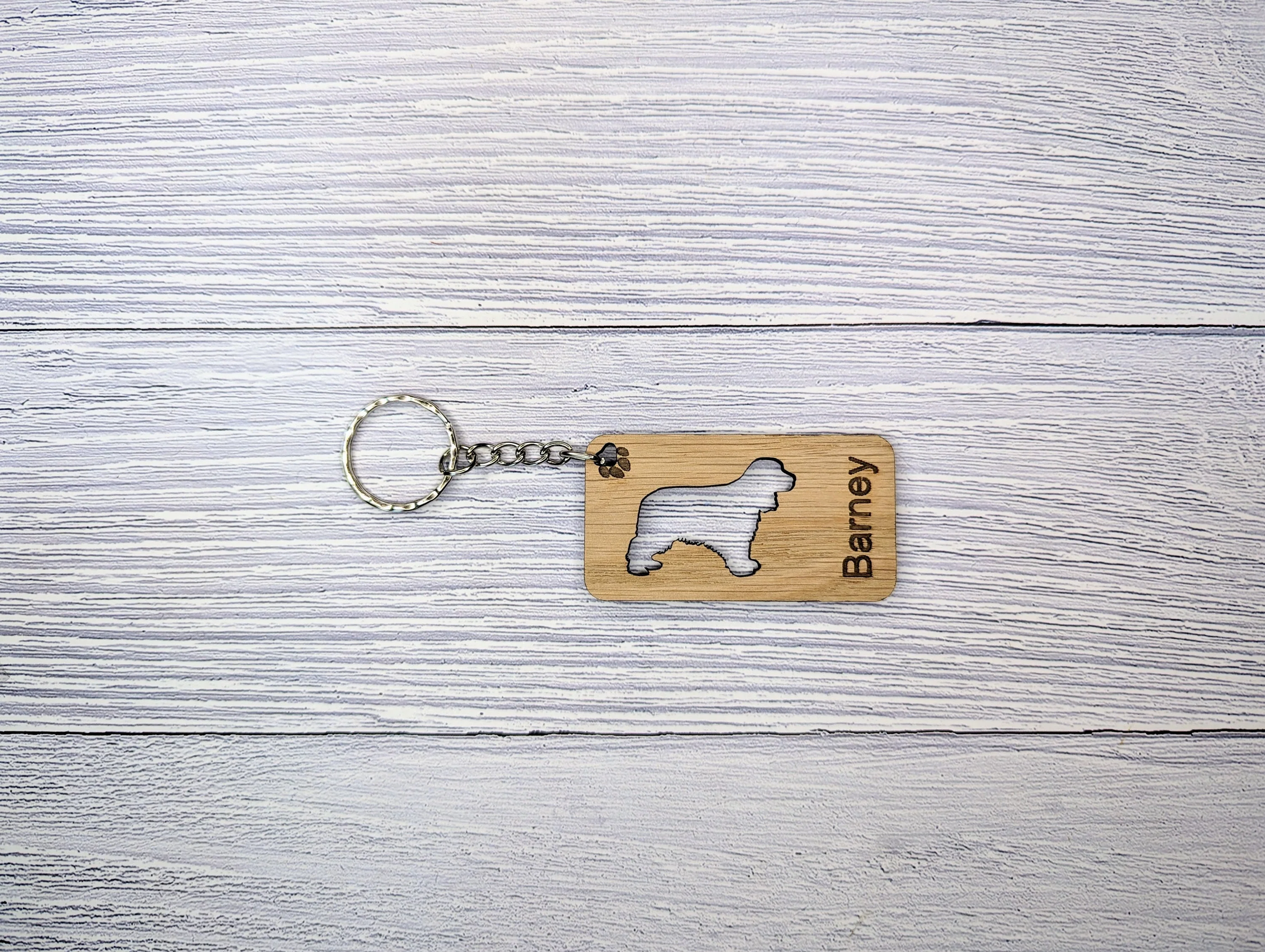 Personalised Cocker Spaniel Wooden Keyring | Oak Dog Keychain | Gift For Cocker Spaniel Parent | Doggy Key Tag Gift - Image 3