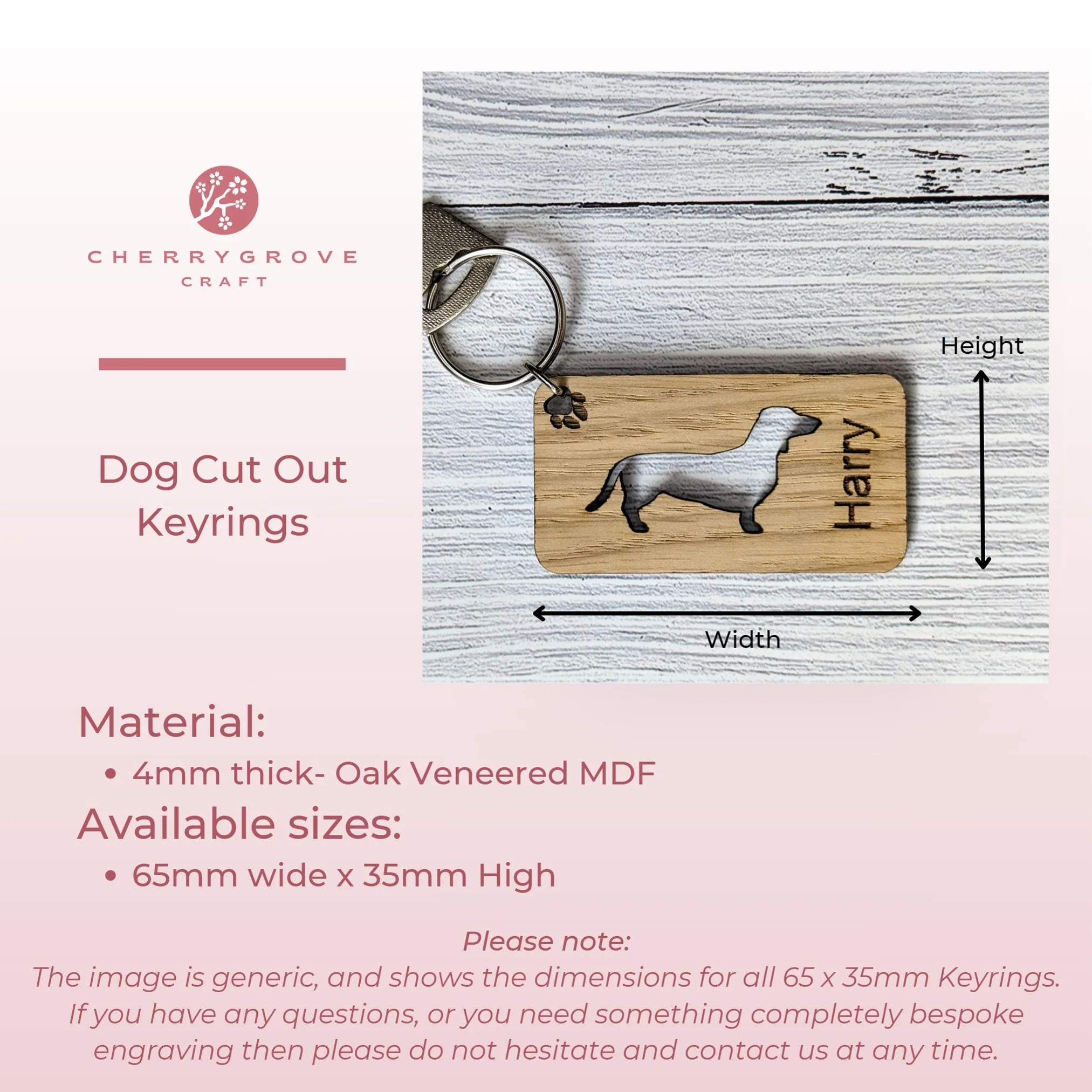 Personalised Cocker Spaniel Wooden Keyring | Oak Dog Keychain | Gift For Cocker Spaniel Parent | Doggy Key Tag Gift - Image 9