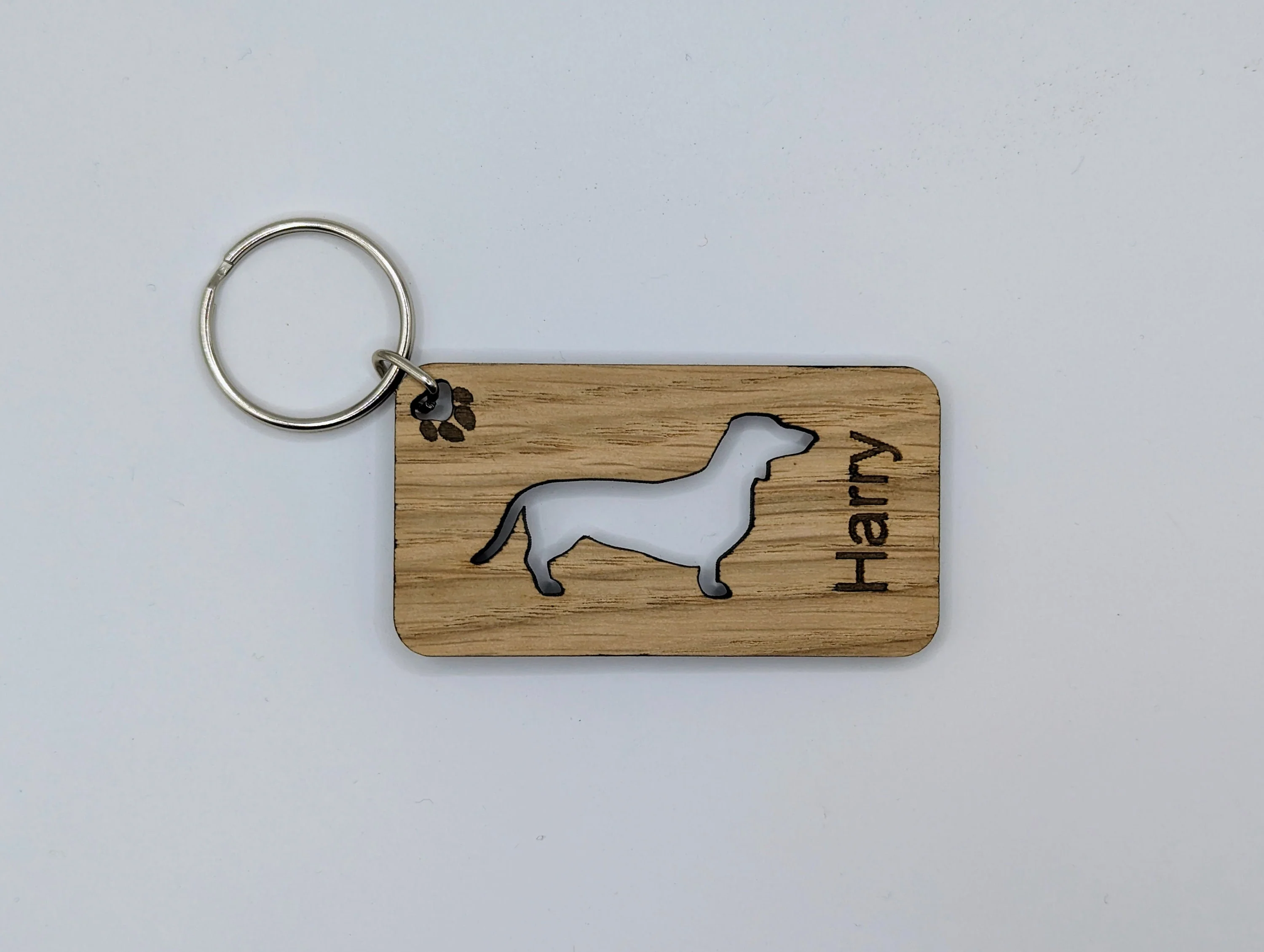 Personalised Dachshund Dog Wooden Keyring | Oak Dog Keychain | Gift For Dachshund Parent | Doggy Key Tag Gift - Image 4