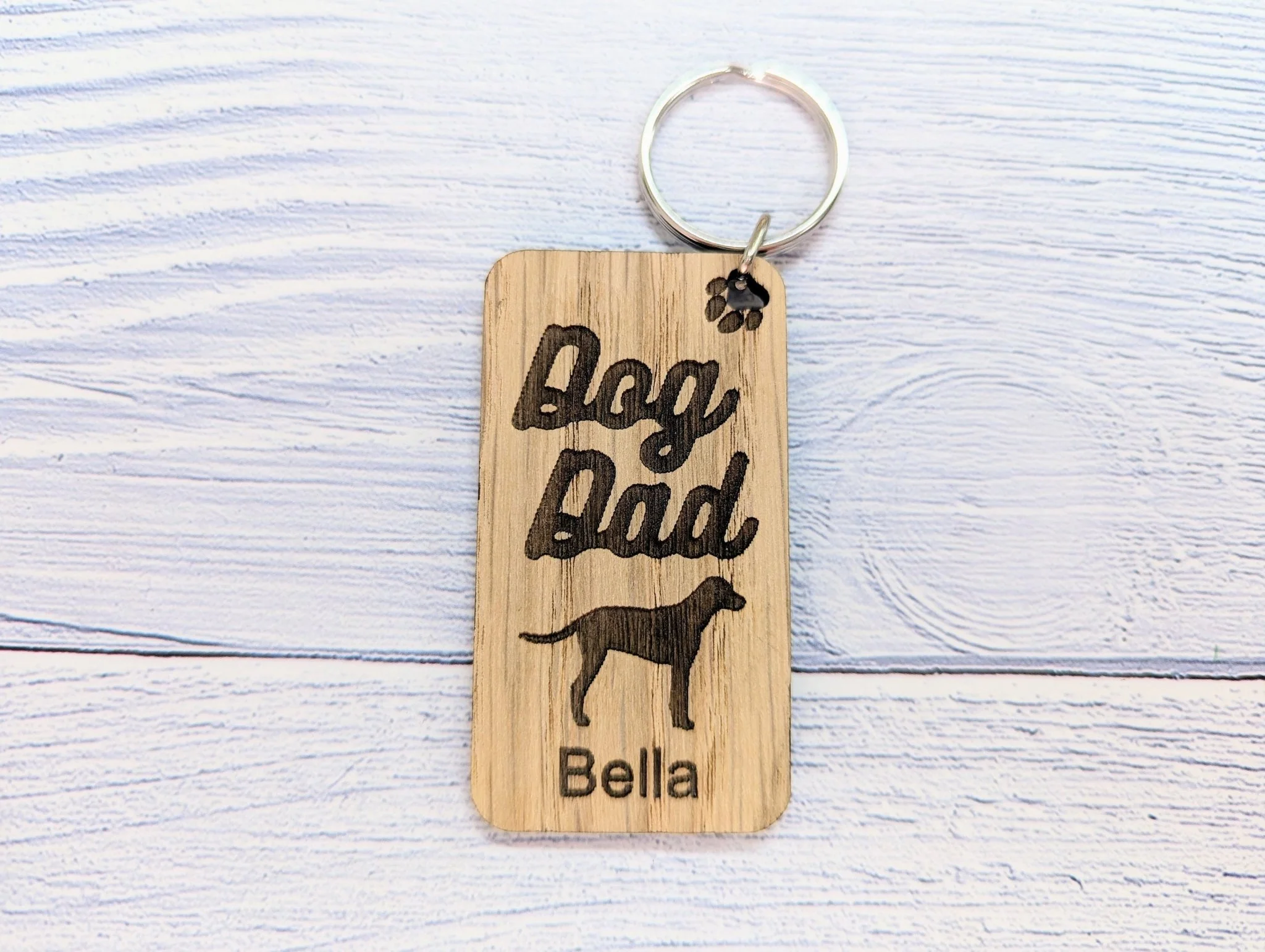 Personalised Dalmatian Dog Parent Wooden Keyring - Custom Oak Keychain - Unique Gift for Dalmatian Lovers - Image 2